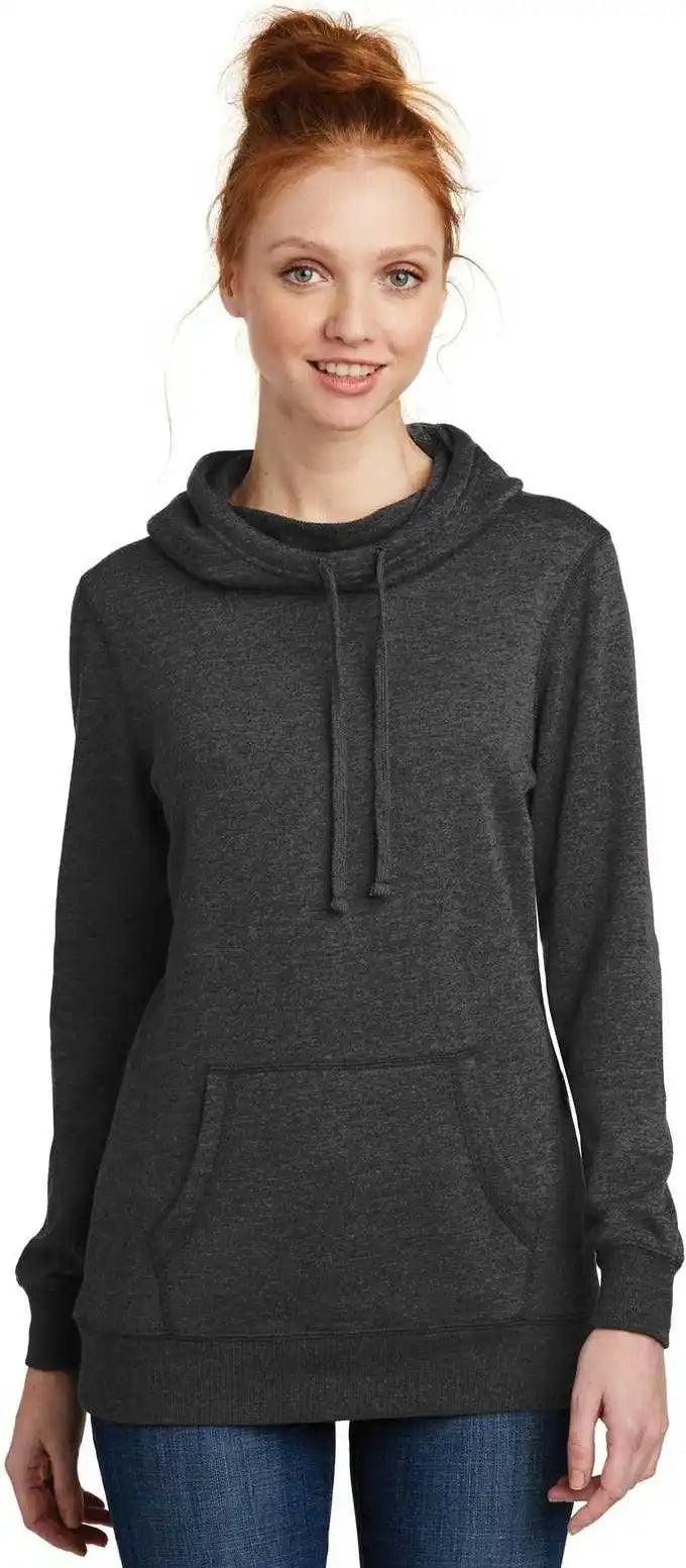 District Dm493 Women’s Lightweight Fleece Hoodie - Heathered Black