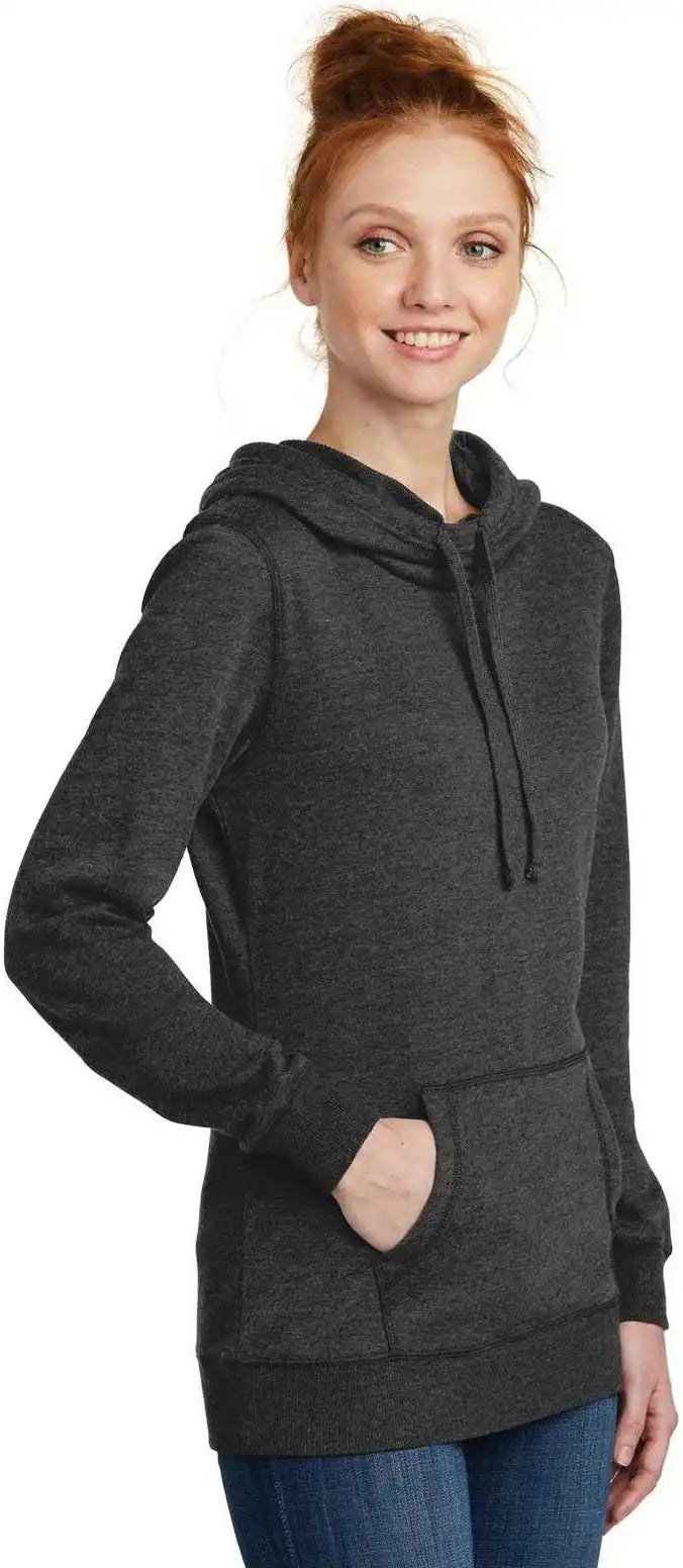 District Dm493 Women’s Lightweight Fleece Hoodie Heathered Black