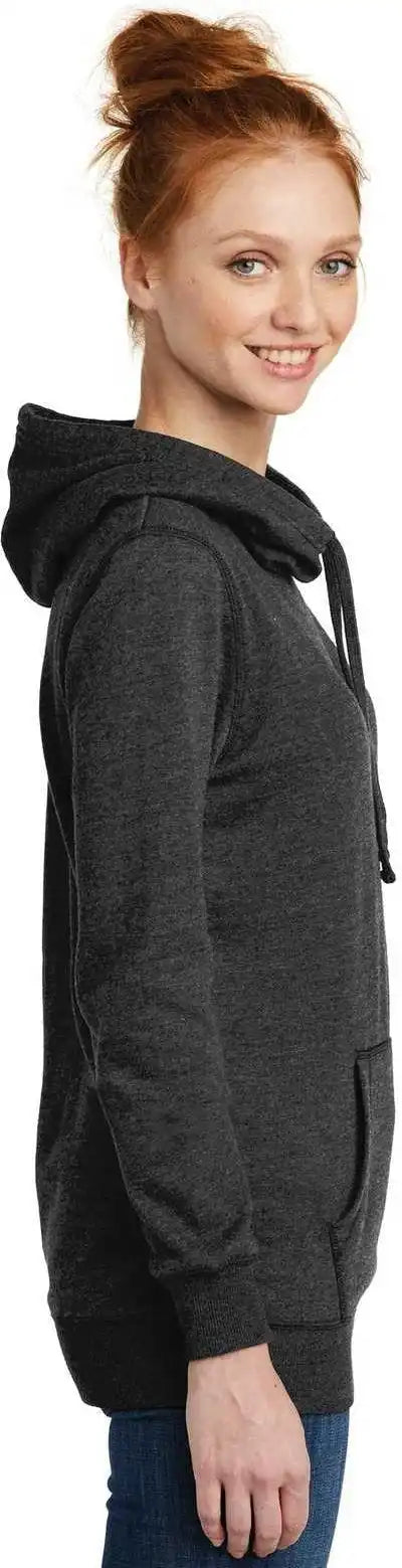 District Dm493 Women’s Lightweight Fleece Hoodie Heathered Black