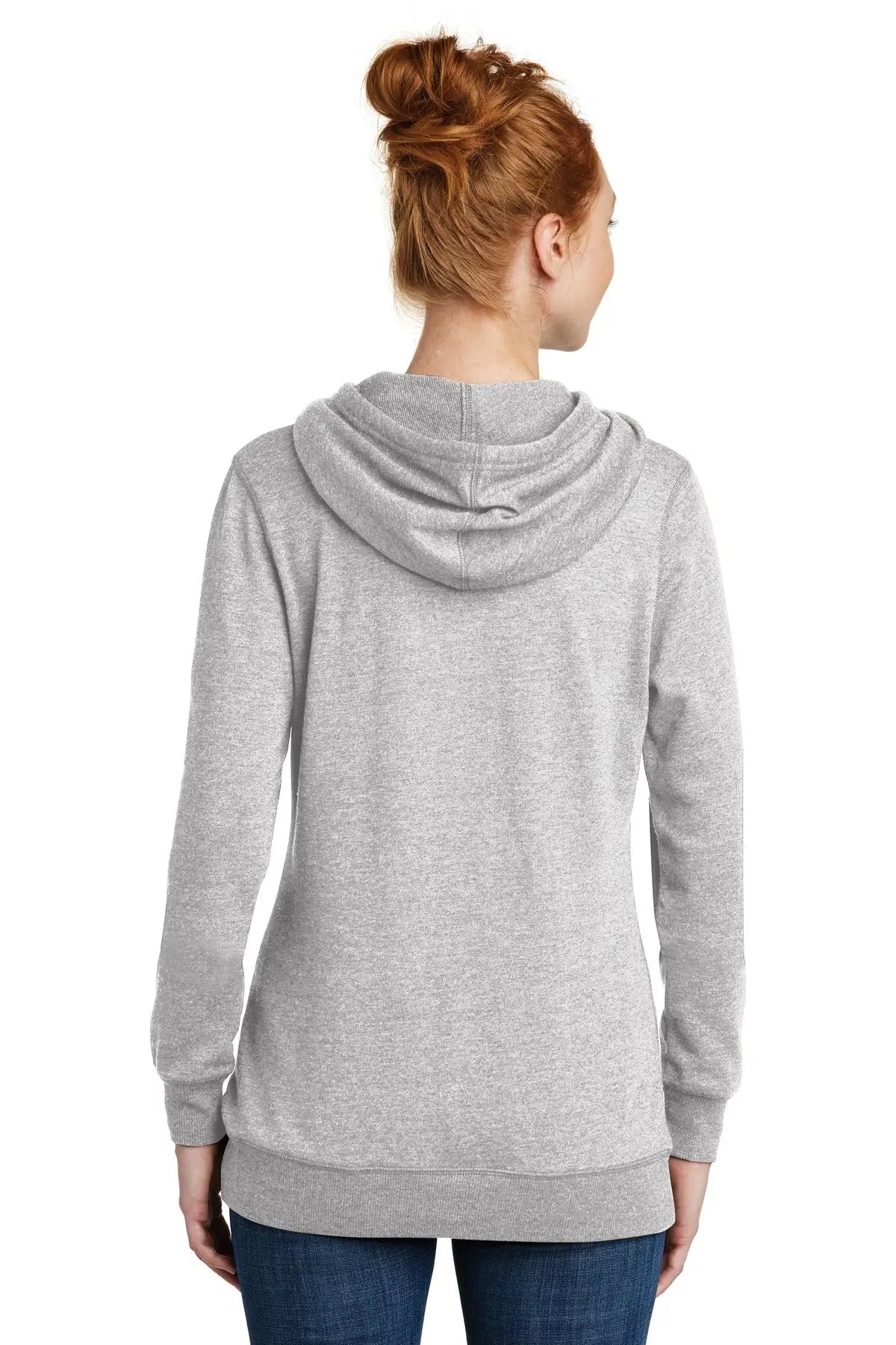 District Dm493 Women’s Lightweight Fleece Hoodie - Heathered Gray