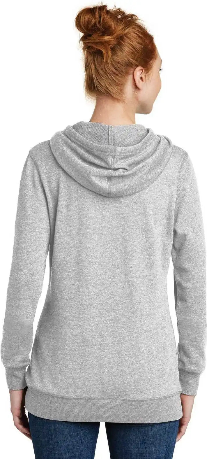 District Dm493 Women’s Lightweight Fleece Hoodie Heathered Gray