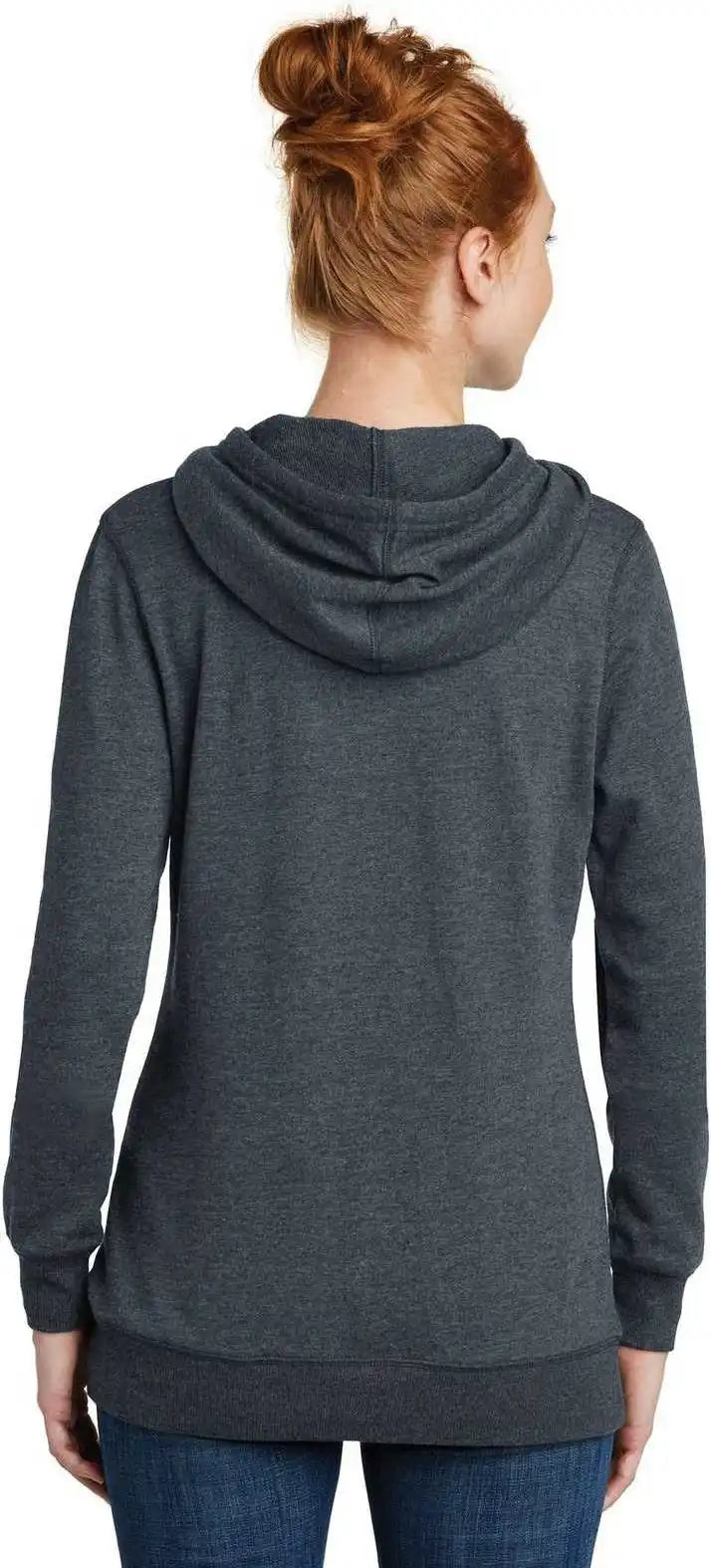 District Dm493 Women’s Lightweight Fleece Hoodie Heathered Navy