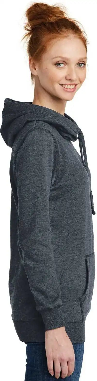 District Dm493 Women’s Lightweight Fleece Hoodie Heathered Navy