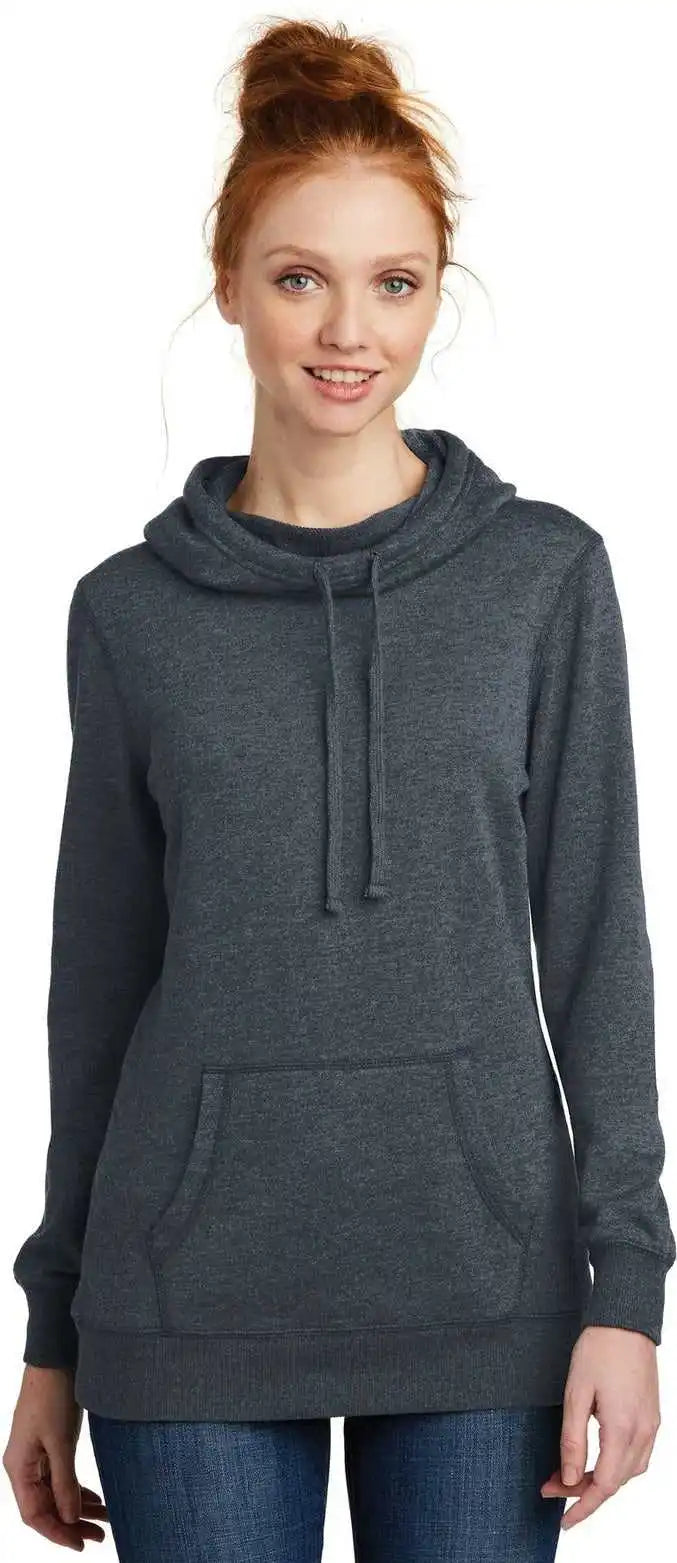 District Dm493 Women’s Lightweight Fleece Hoodie - Heathered Navy