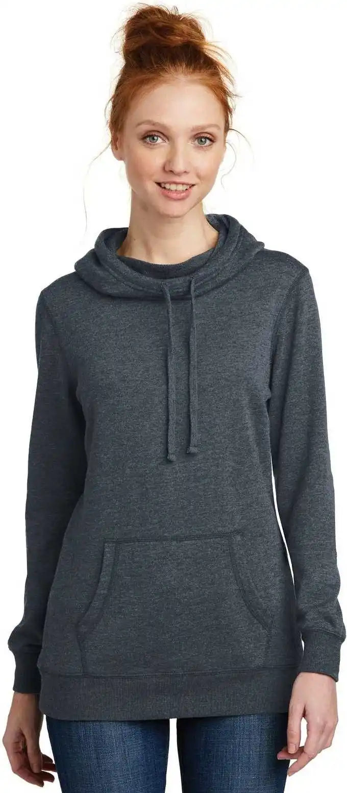 District Dm493 Women’s Lightweight Fleece Hoodie Heathered Navy