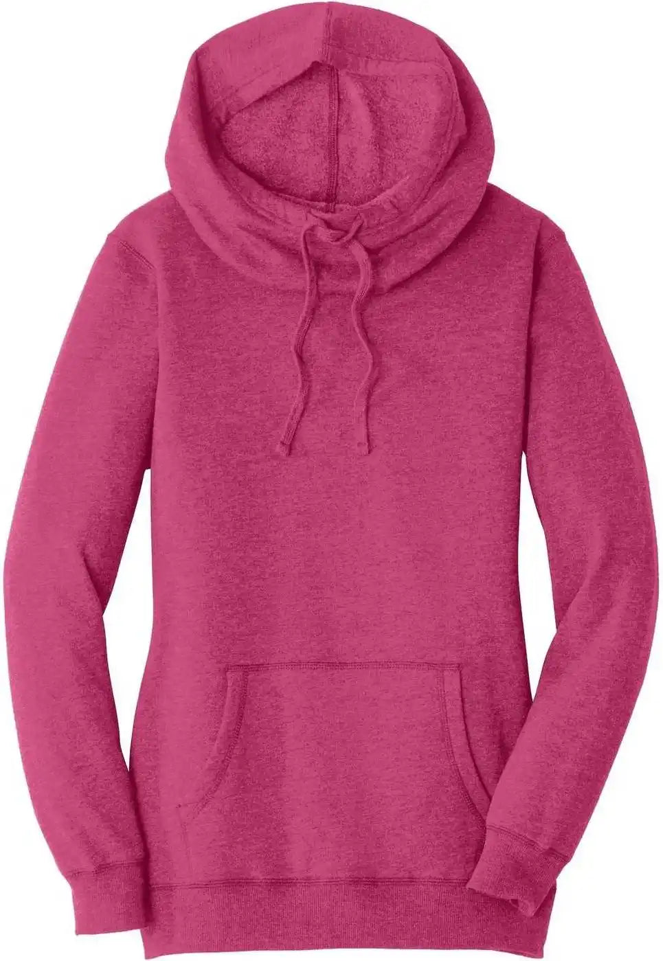 District Dm493 Women’s Lightweight Fleece Hoodie Heathered Pink Azalea