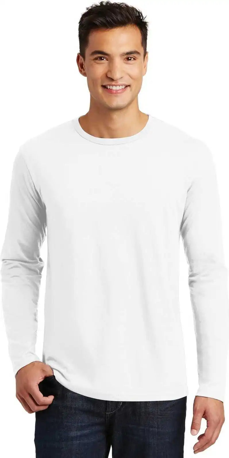 District Dt105 Perfect Weight Long Sleeve Tee Bright White