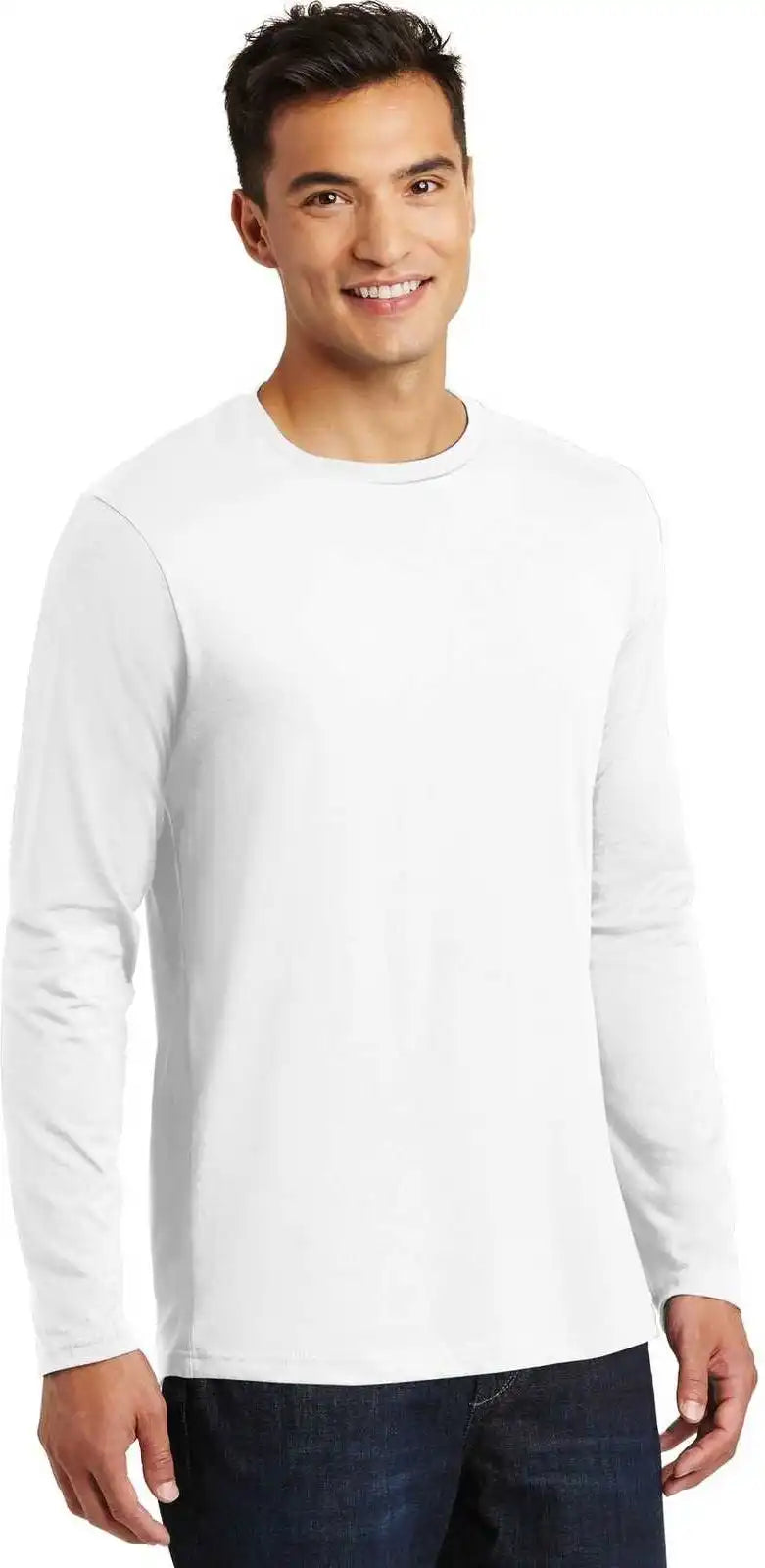 District Dt105 Perfect Weight Long Sleeve Tee Bright White