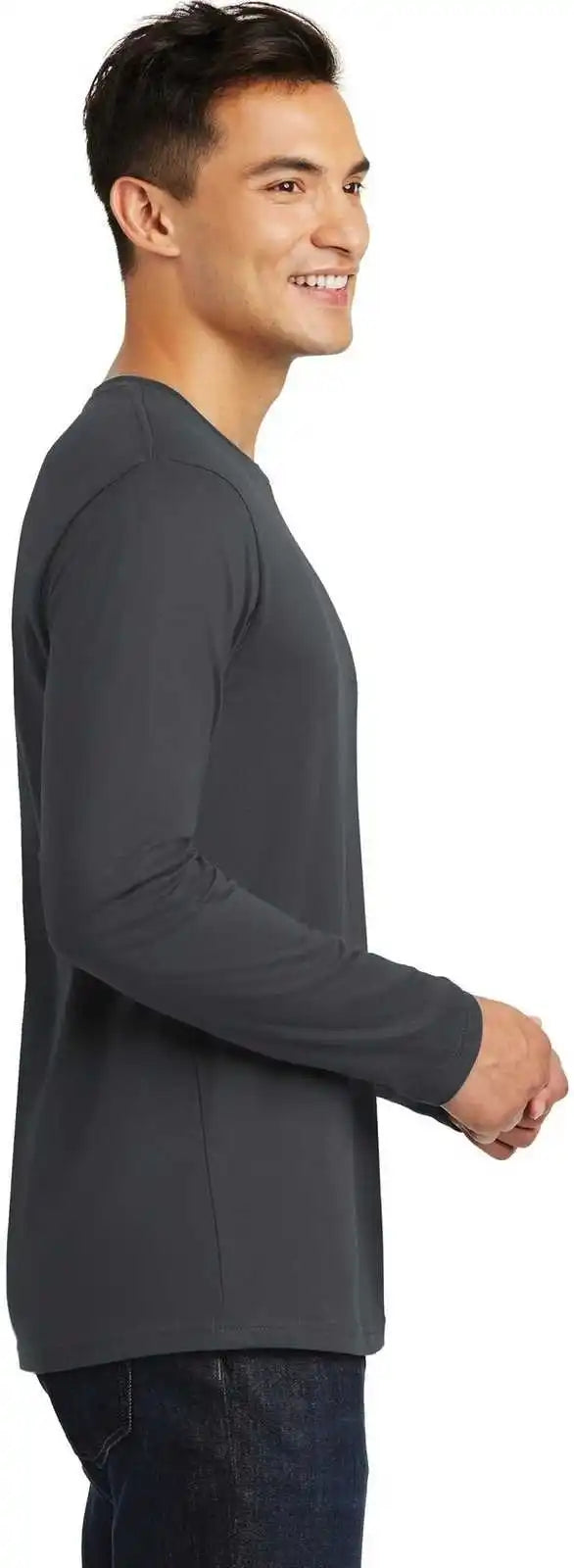 District Dt105 Perfect Weight Long Sleeve Tee - Charcoal