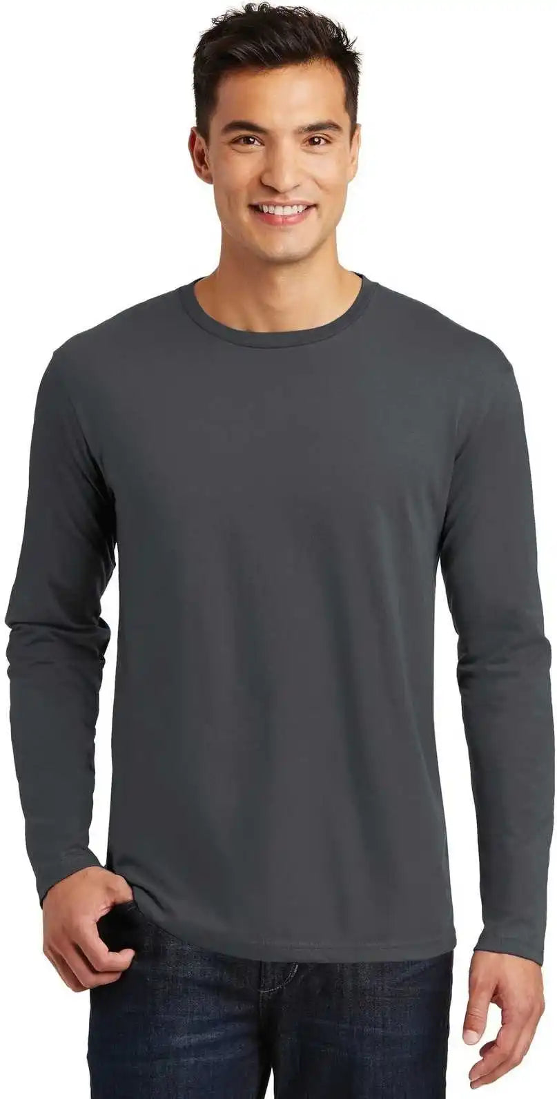 District Dt105 Perfect Weight Long Sleeve Tee Charcoal