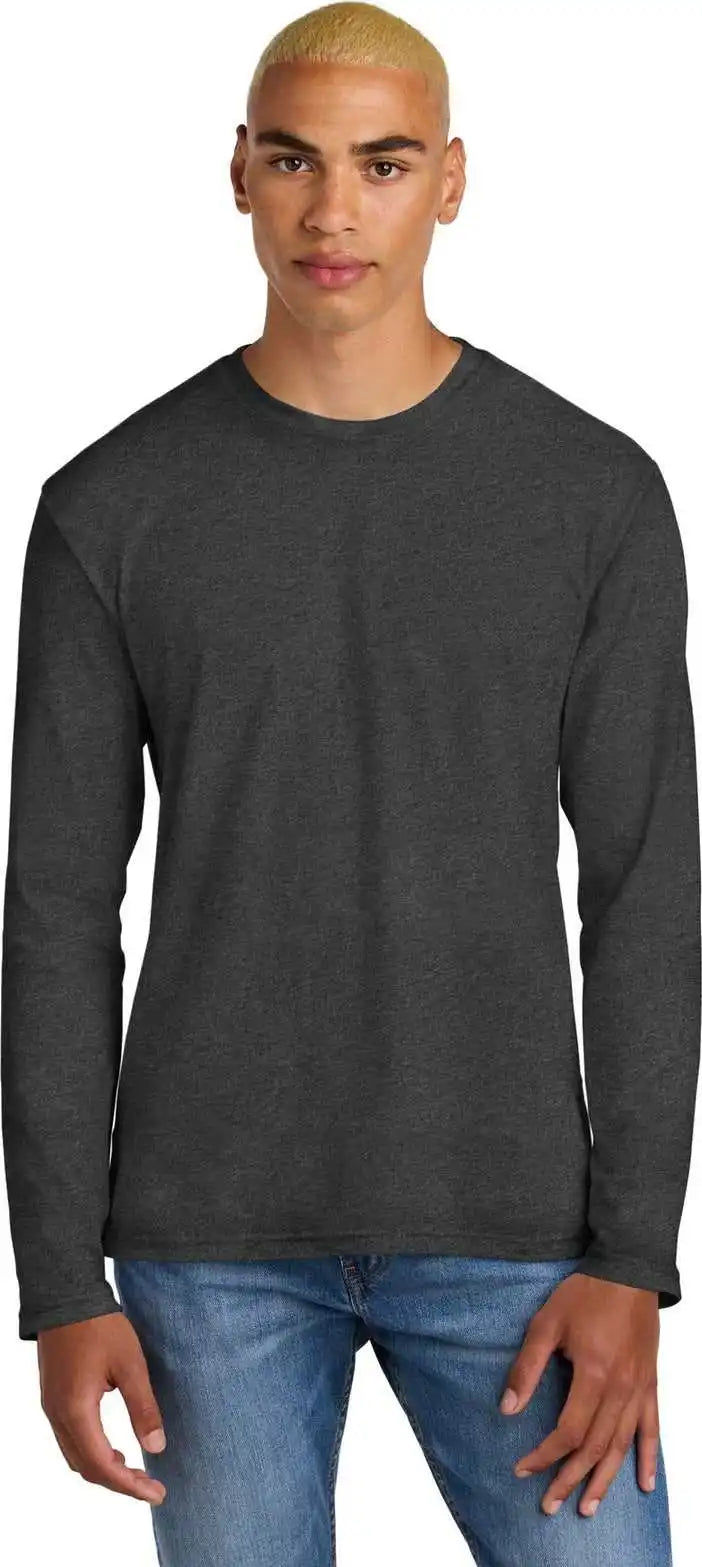District Dt105 Perfect Weight Long Sleeve Tee Heathered Charcoal