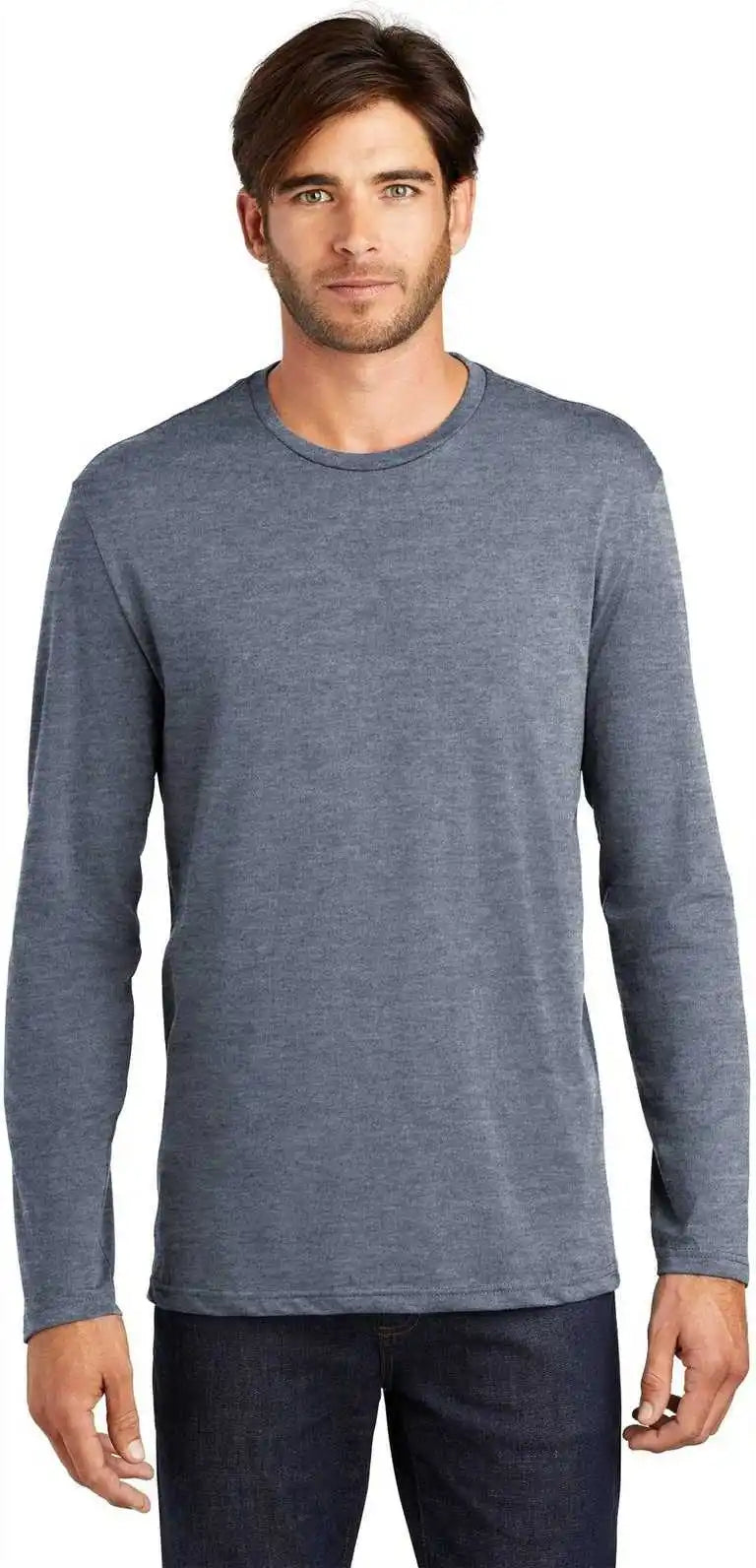 District Dt105 Perfect Weight Long Sleeve Tee Heathered Navy