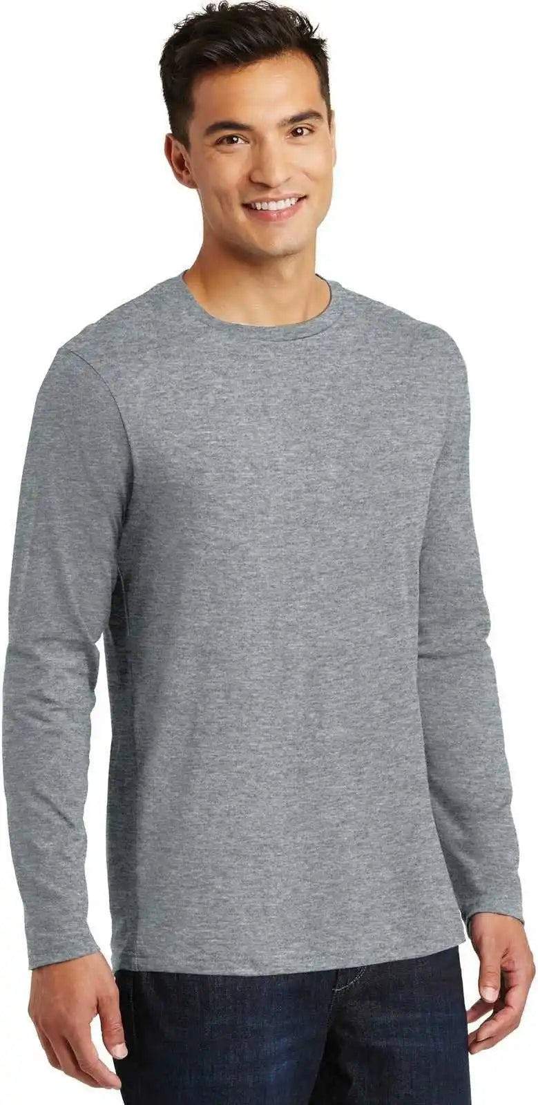 District Dt105 Perfect Weight Long Sleeve Tee - Heathered Steel
