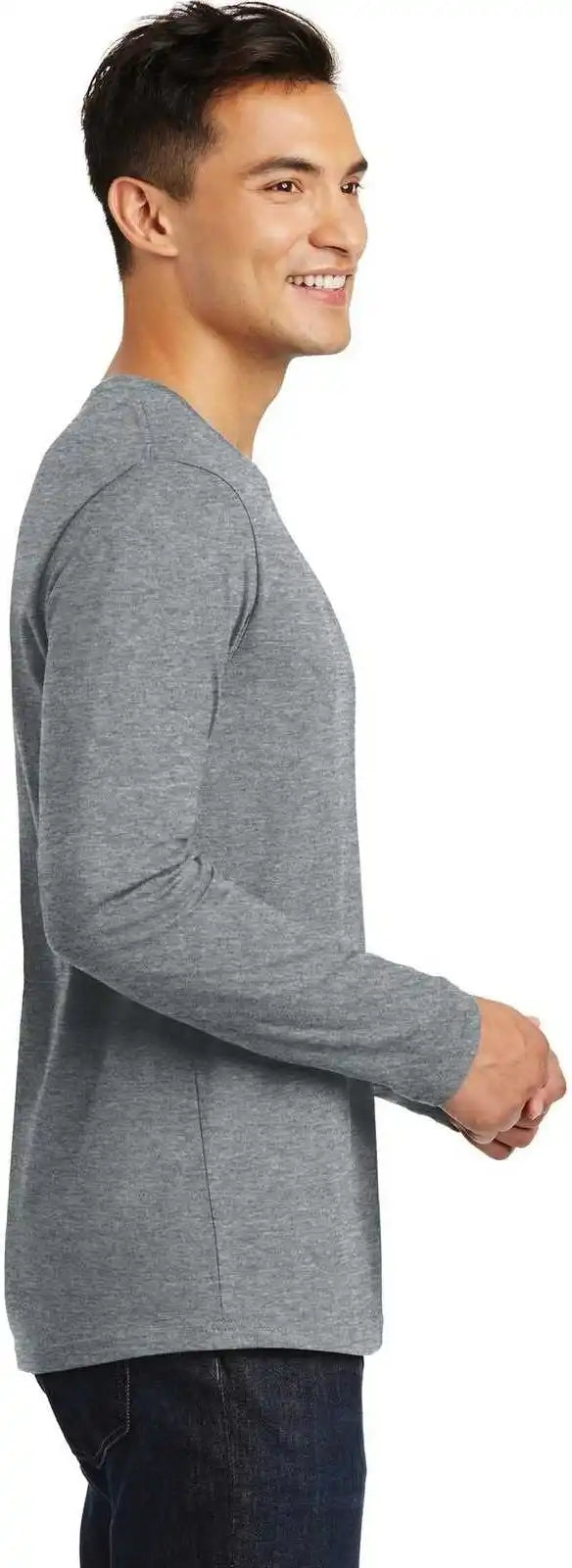 District Dt105 Perfect Weight Long Sleeve Tee - Heathered Steel