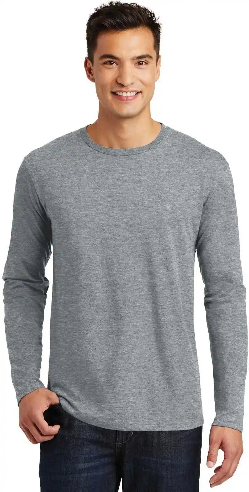 District Dt105 Perfect Weight Long Sleeve Tee Heathered Steel