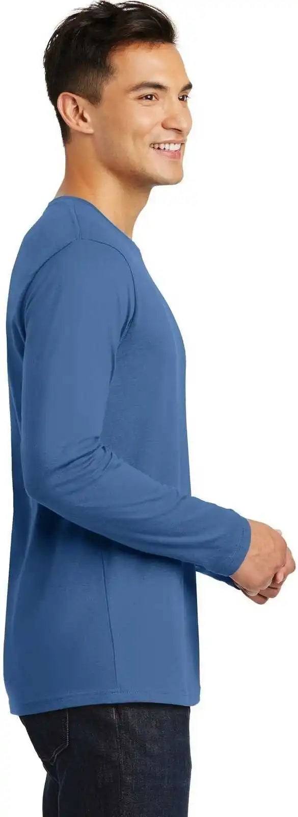 District Dt105 Perfect Weight Long Sleeve Tee - Maritime Blue