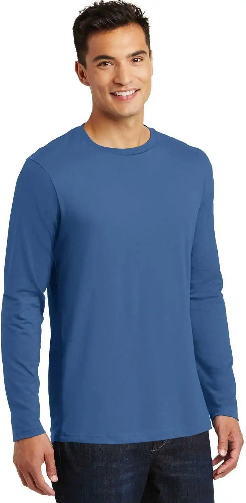 District Dt105 Perfect Weight Long Sleeve Tee - Maritime Blue