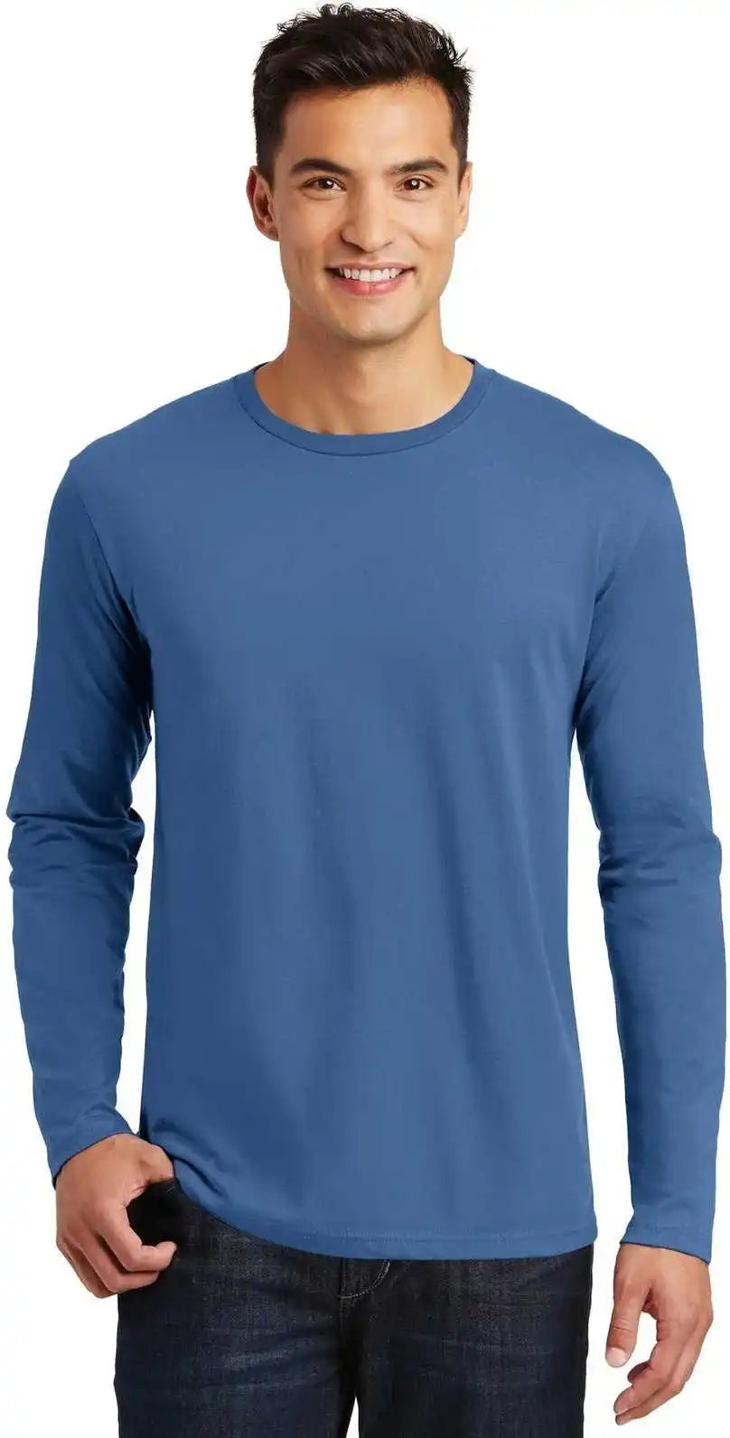 District Dt105 Perfect Weight Long Sleeve Tee - Maritime Blue