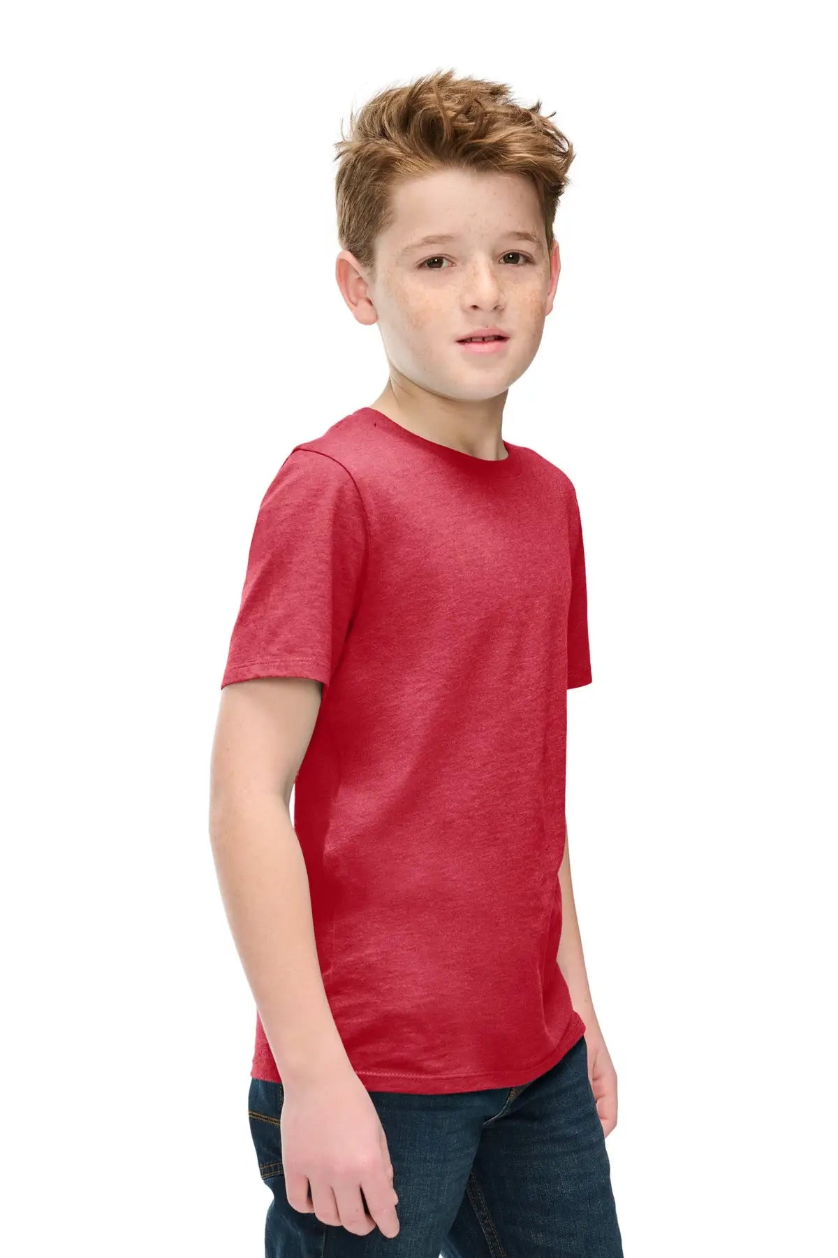 District Dt108y Youth Perfect Blend Cvc Tee - Heathered Red
