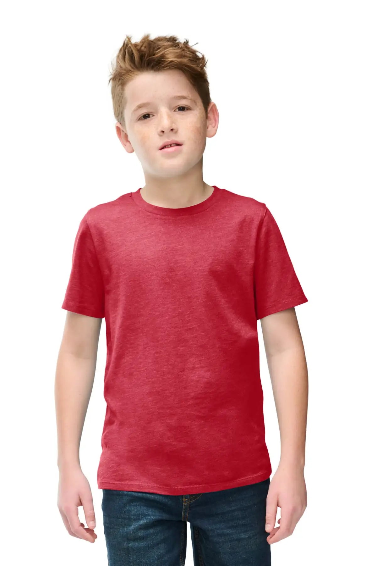 District Dt108y Youth Perfect Blend Cvc Tee - Heathered Red - Xs