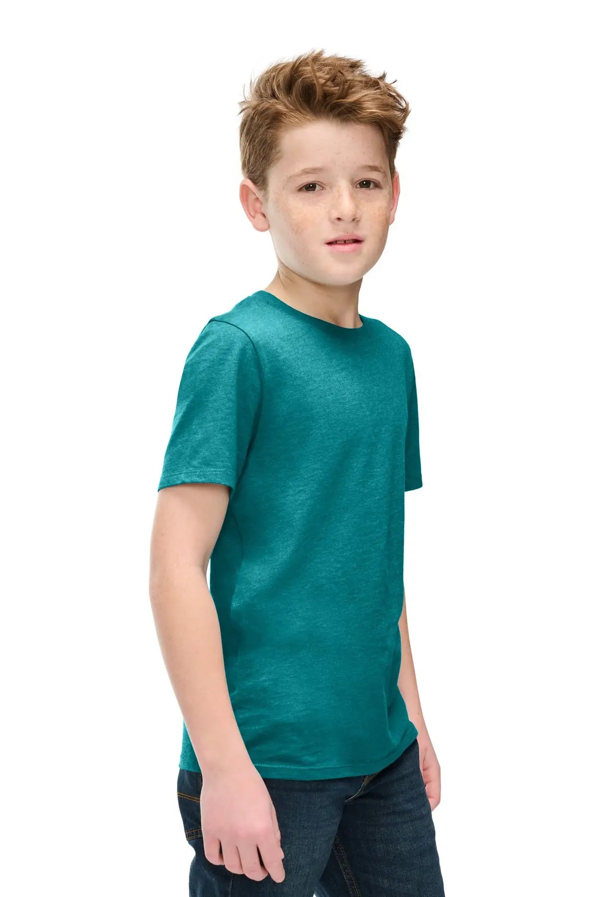 District Dt108y Youth Perfect Blend Cvc Tee - Heathered Teal