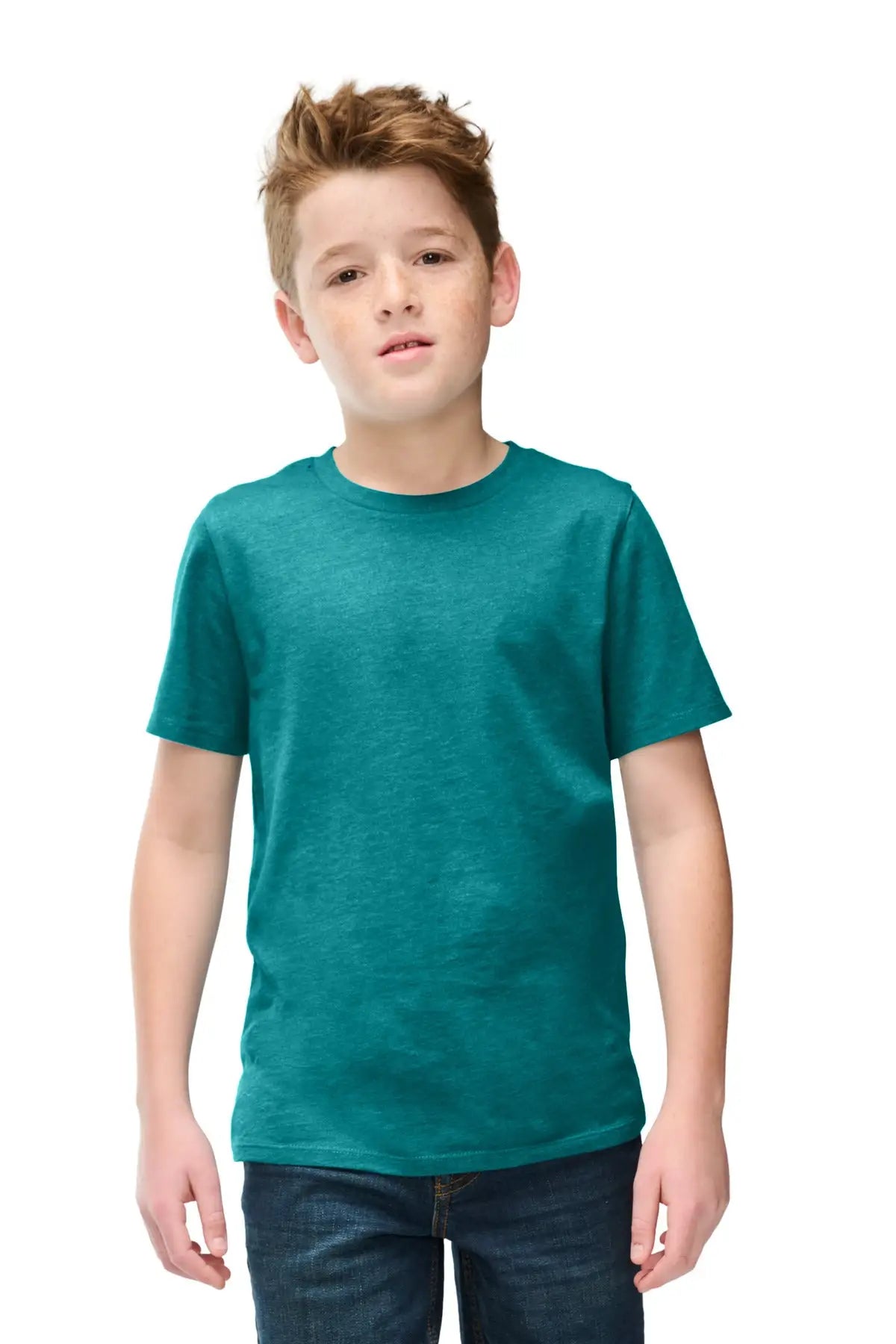 District Dt108y Youth Perfect Blend Cvc Tee - Heathered Teal - Xs