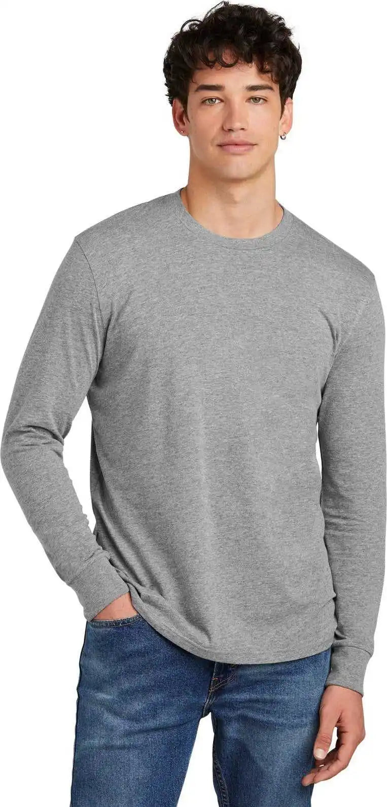 District Dt109 Perfect Blend Cvc Long Sleeve Tee - Grey Frost