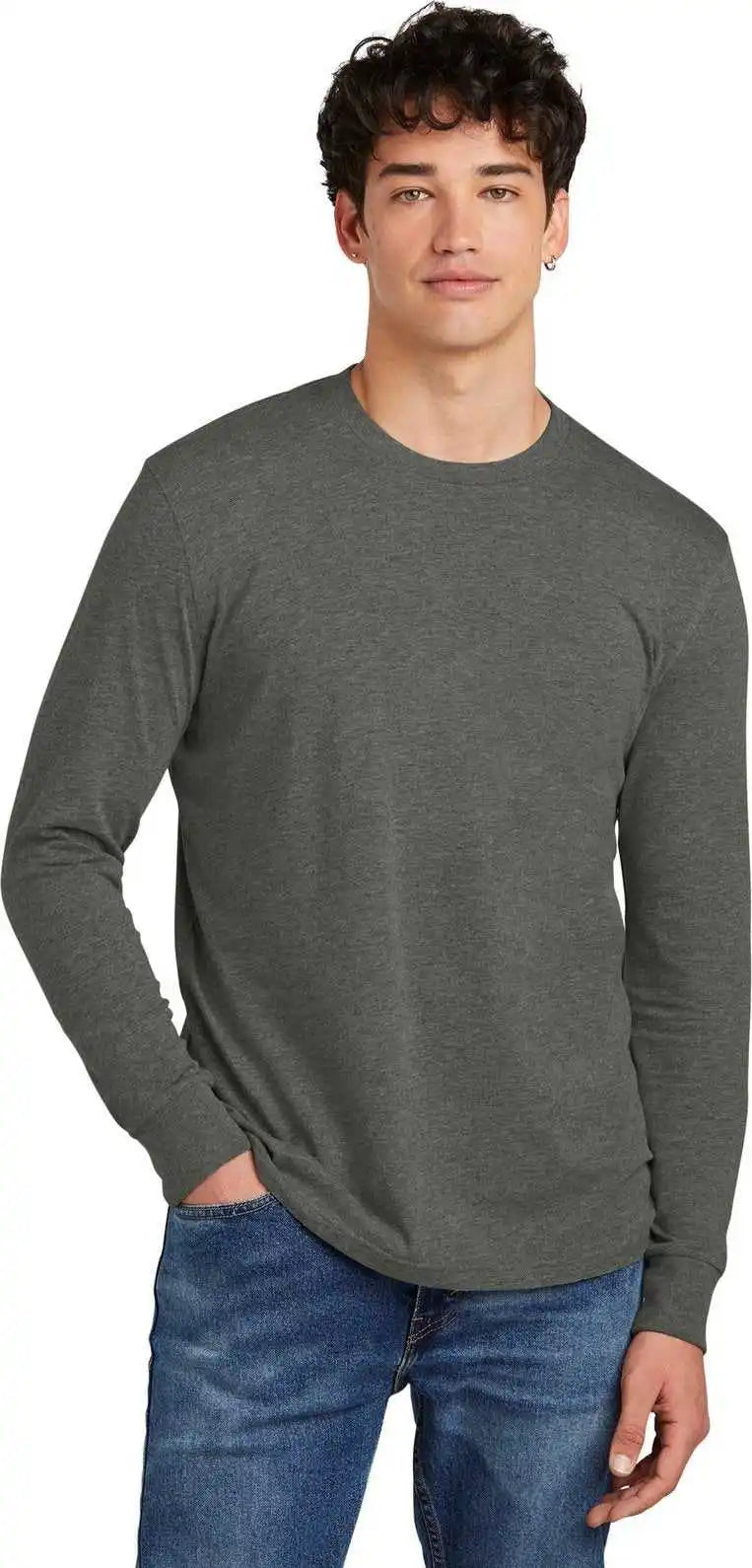 District Dt109 Perfect Blend Cvc Long Sleeve Tee - Heathered Charcoal