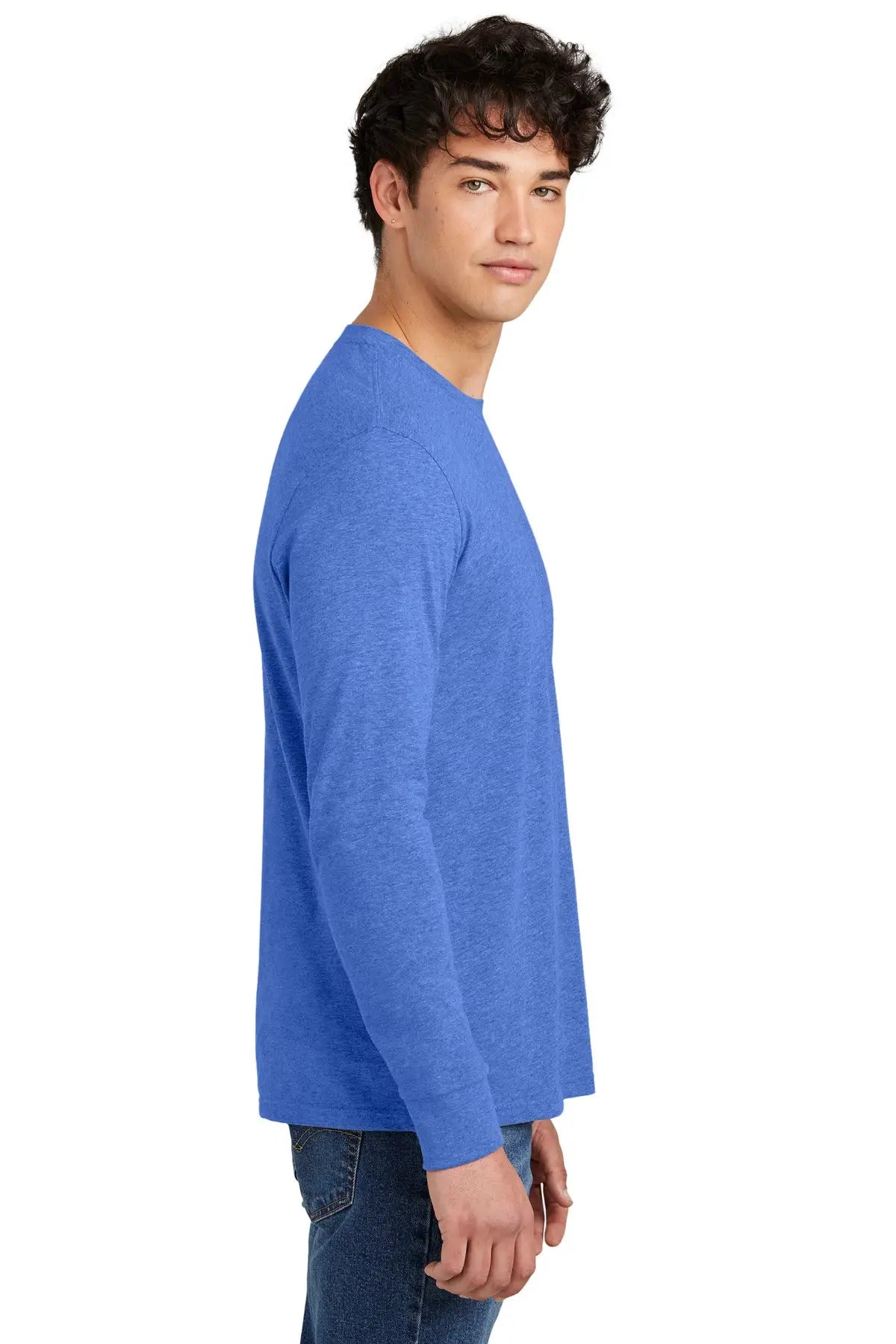 District Dt109 Perfect Blend Cvc Long Sleeve Tee - Heathered Royal