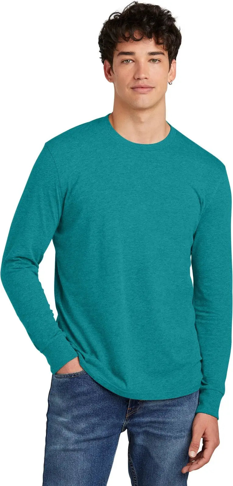 District Dt109 Perfect Blend Cvc Long Sleeve Tee - Heathered Teal - Adult Xs