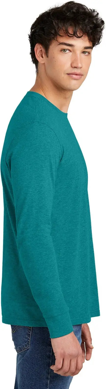 District Dt109 Perfect Blend Cvc Long Sleeve Tee - Heathered Teal