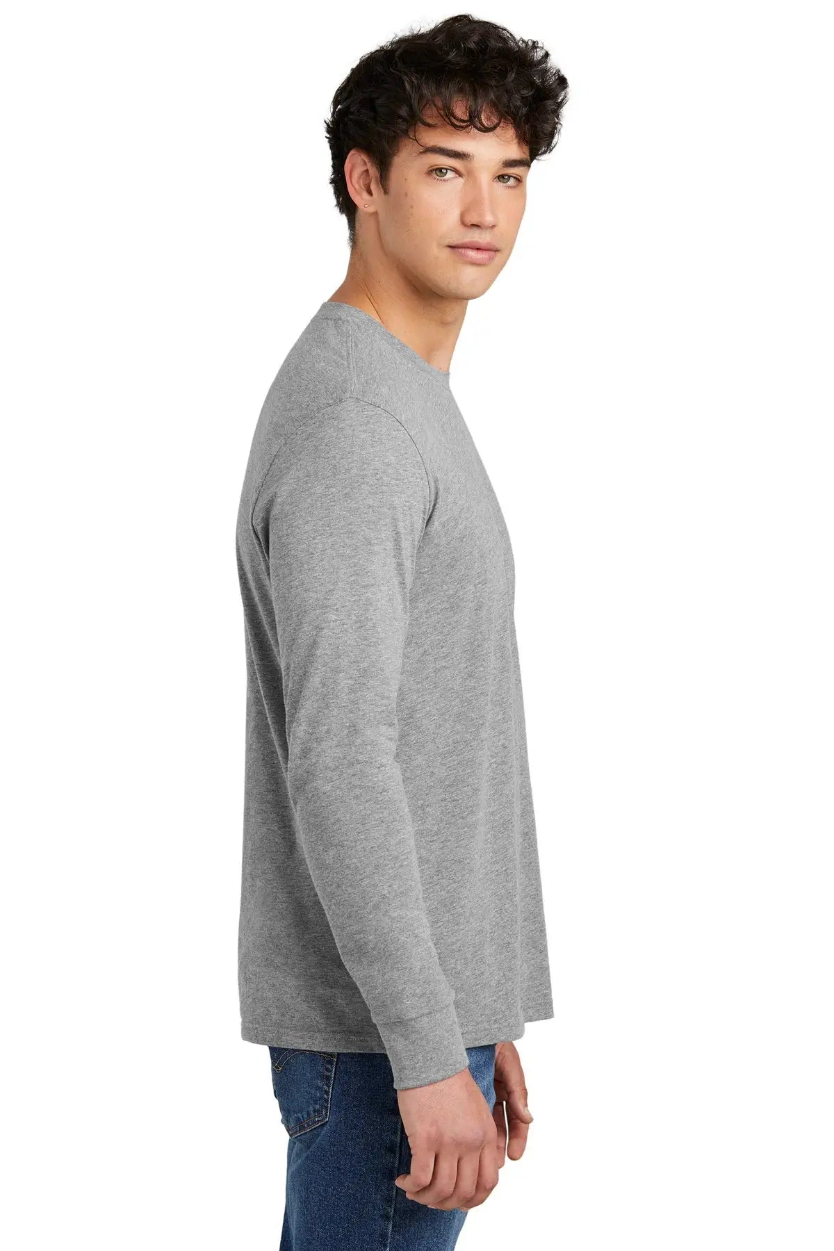 District Dt109 Perfect Blend Cvc Long Sleeve Tee - Light Heather Gray