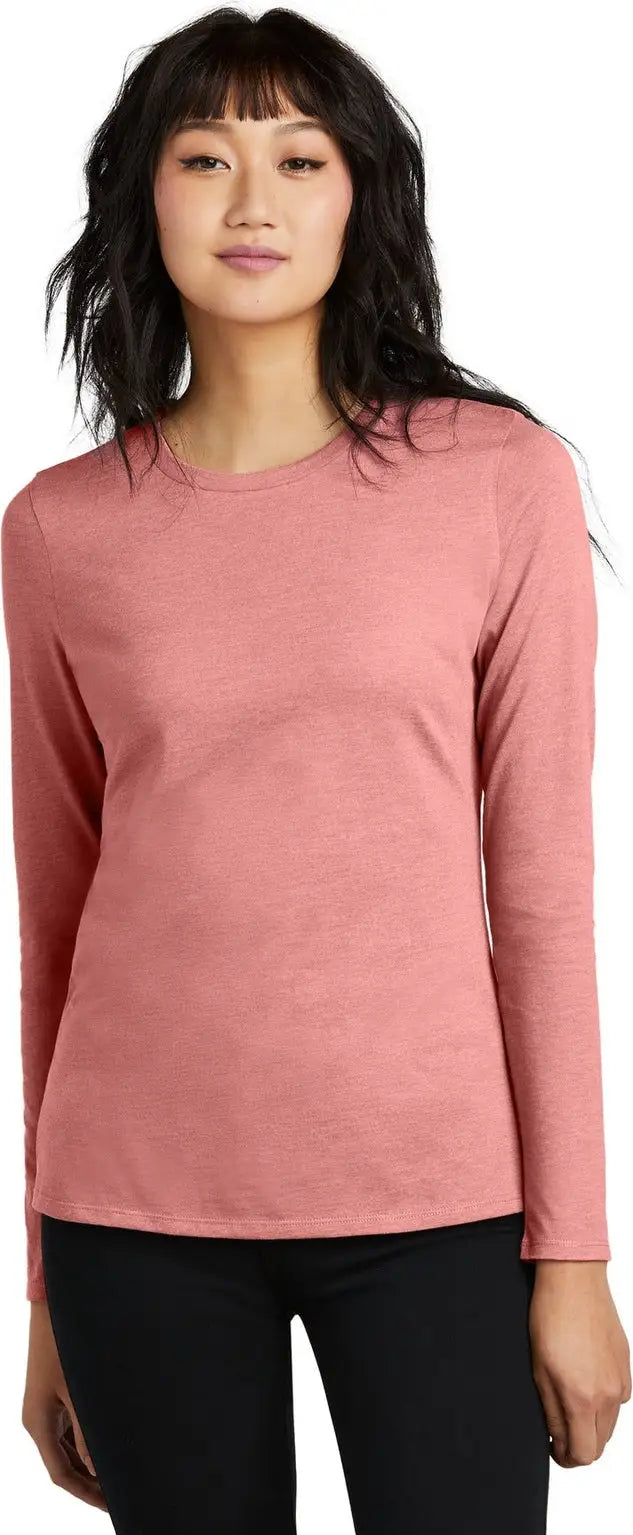 District Dt110 Women’s Perfect Blend Cvc Long Sleeve Tee - Blush Frost - Ladies Xs
