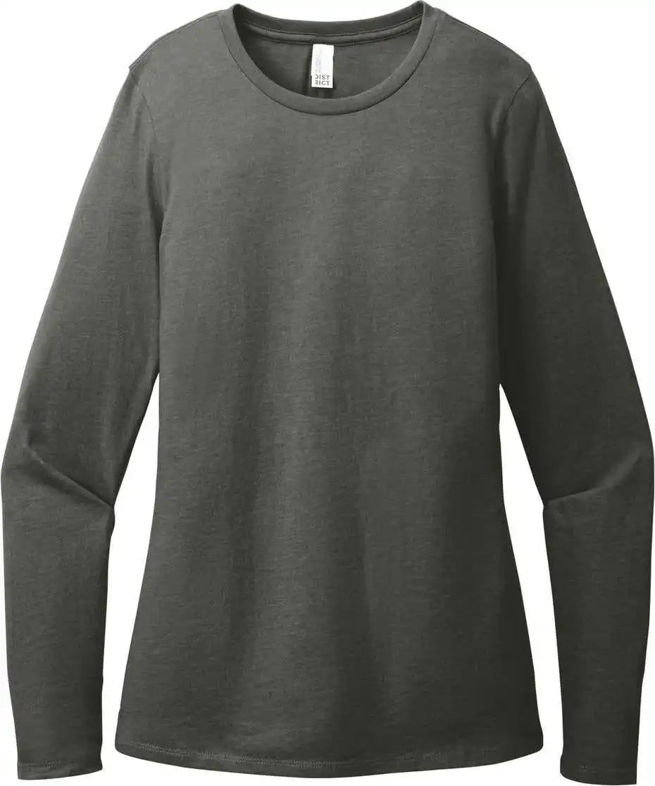 District Dt110 Women’s Perfect Blend Cvc Long Sleeve Tee - Heathered Charcoal