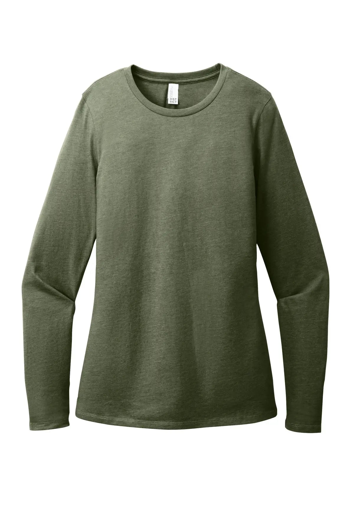 District Dt110 Women’s Perfect Blend Cvc Long Sleeve Tee - Heathered Olive