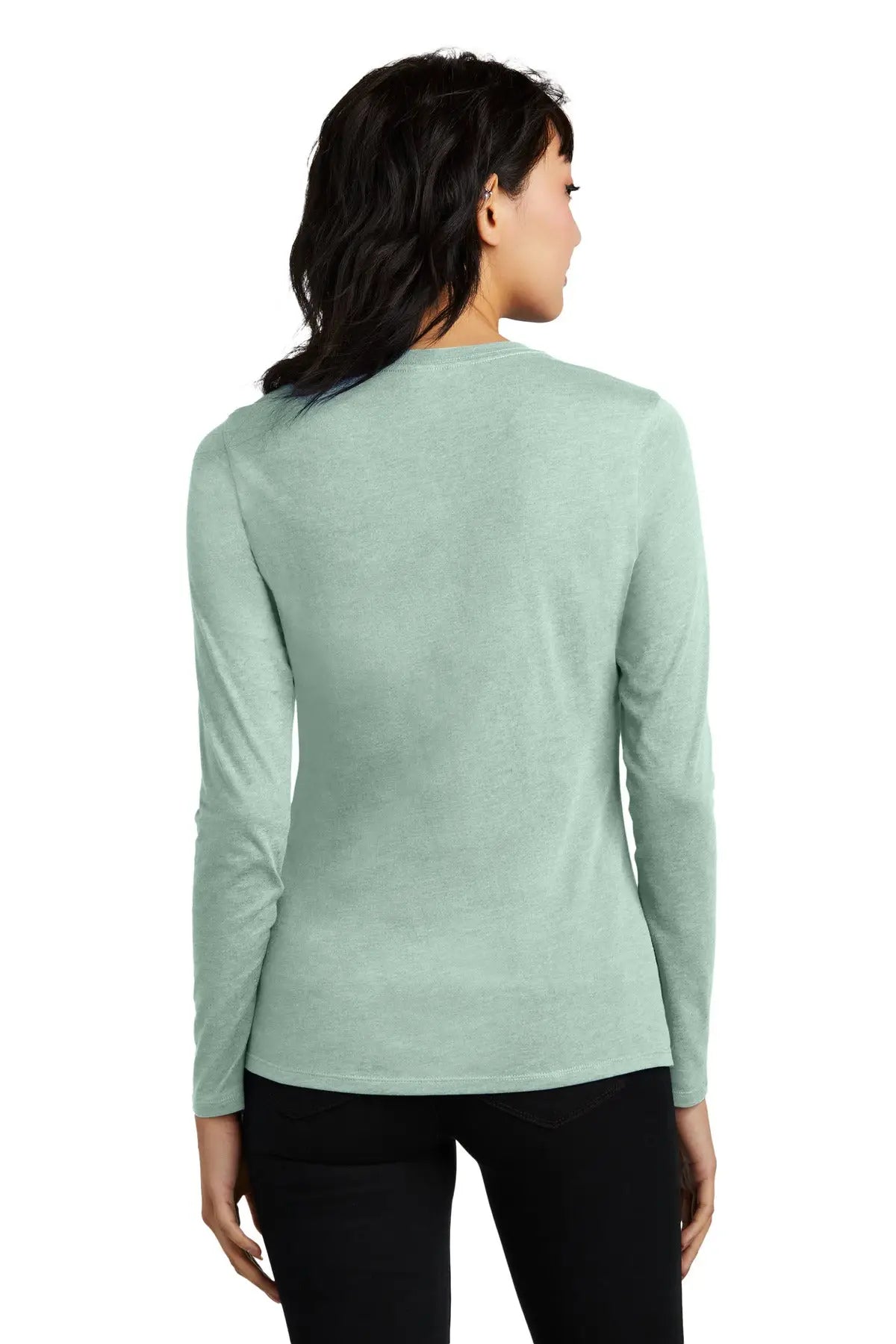 District Dt110 Women’s Perfect Blend Cvc Long Sleeve Tee - Heathered Dusty Sage