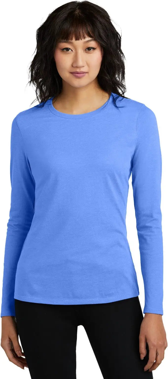 District Dt110 Women’s Perfect Blend Cvc Long Sleeve Tee - Heathered Royal - Ladies Xs