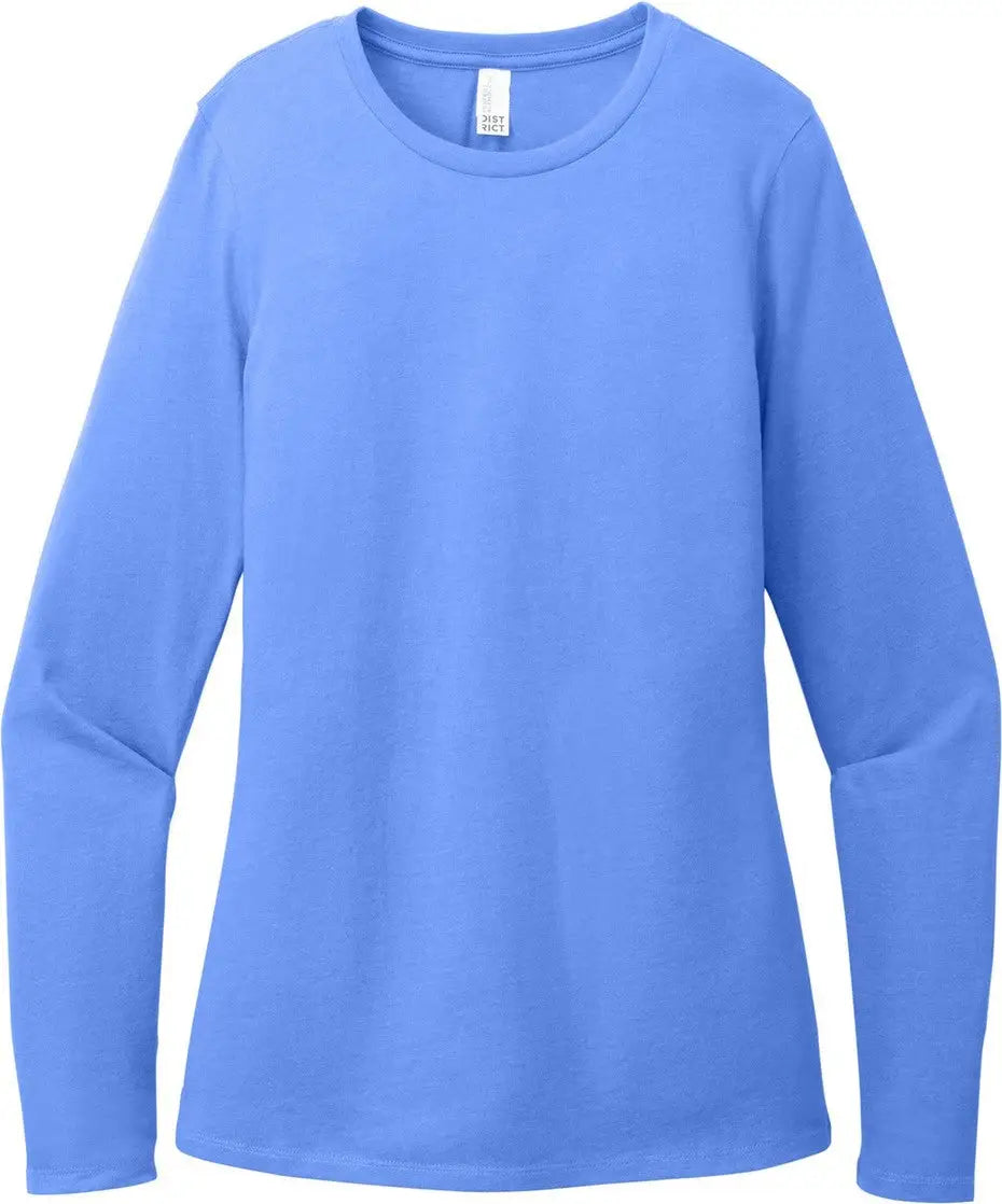 District Dt110 Women’s Perfect Blend Cvc Long Sleeve Tee - Heathered Royal