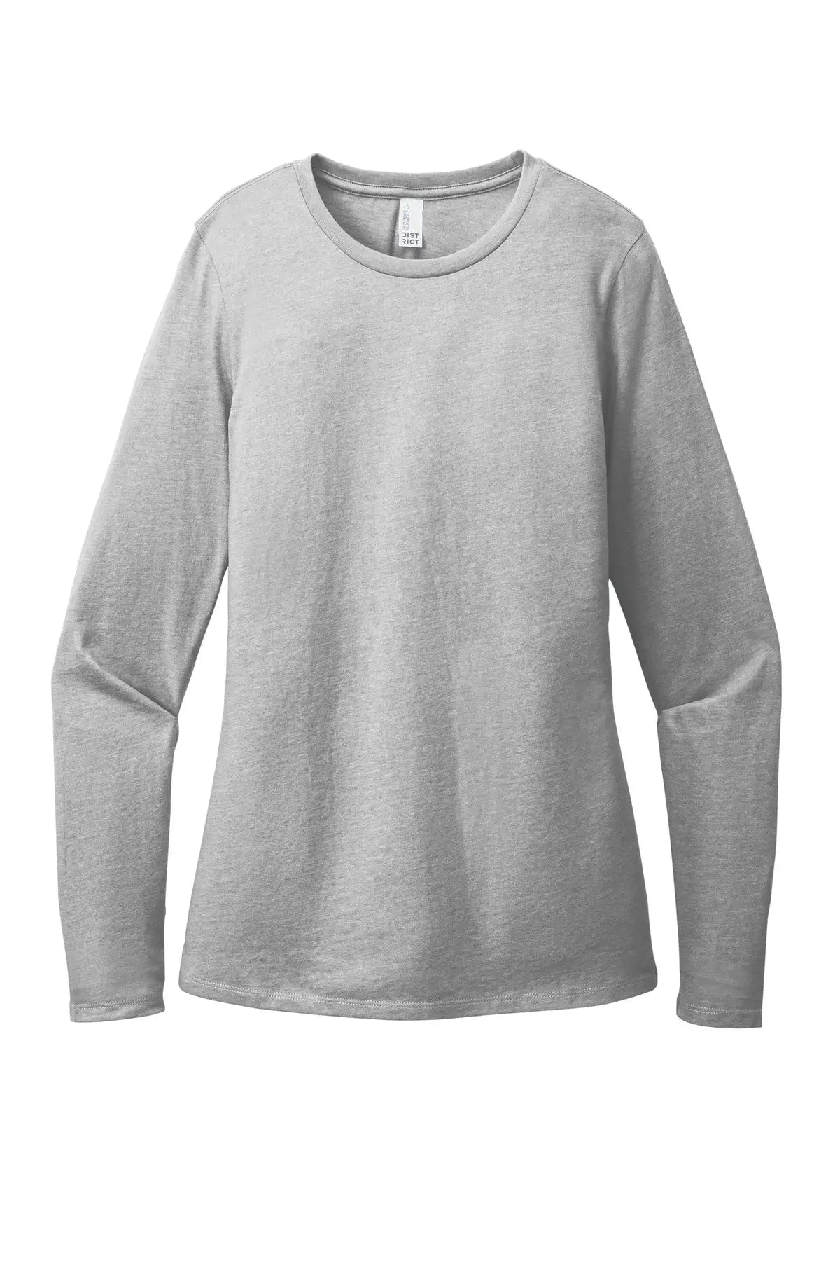 District Dt110 Women’s Perfect Blend Cvc Long Sleeve Tee - Light Heather Gray