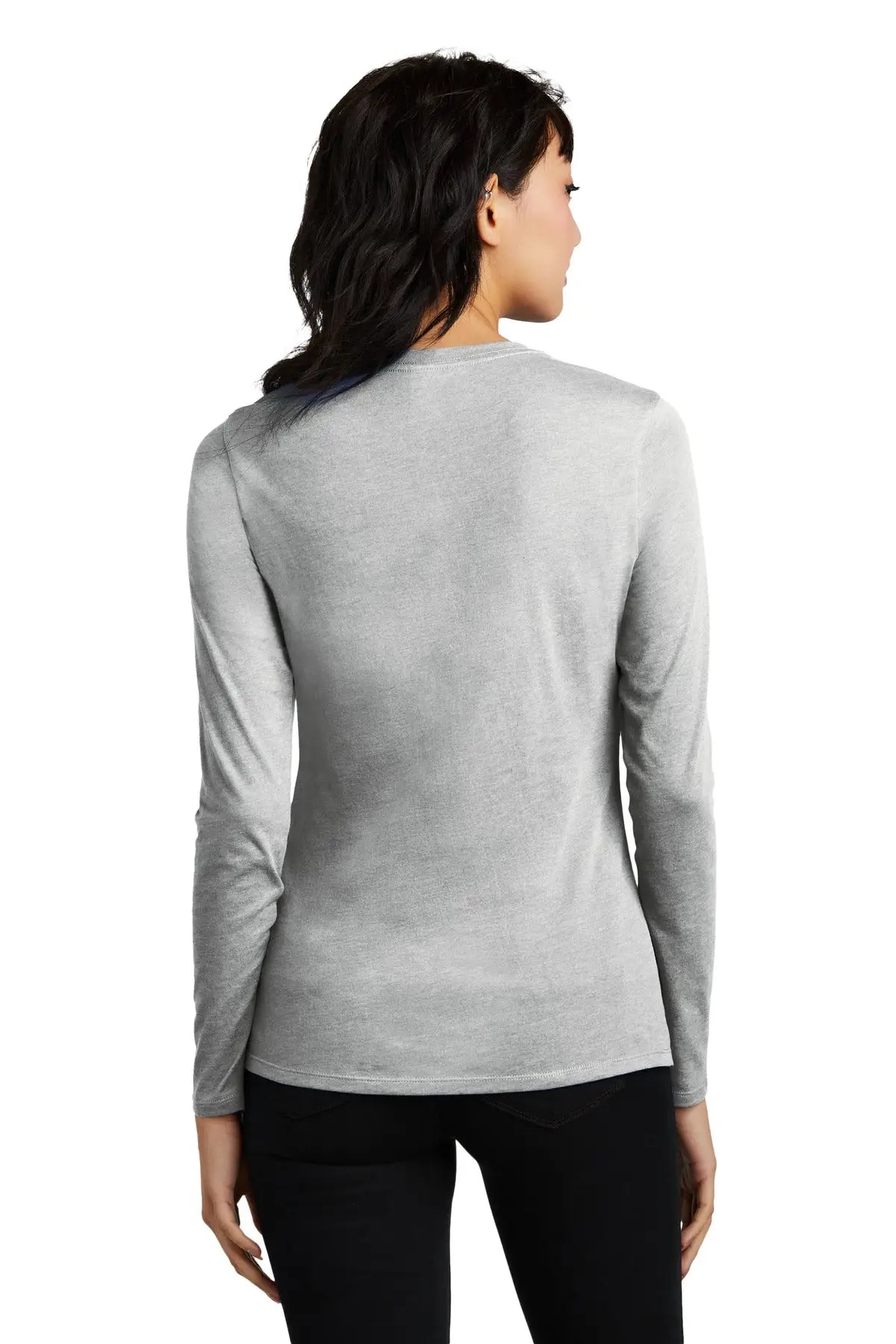 District Dt110 Women’s Perfect Blend Cvc Long Sleeve Tee - Light Heather Gray