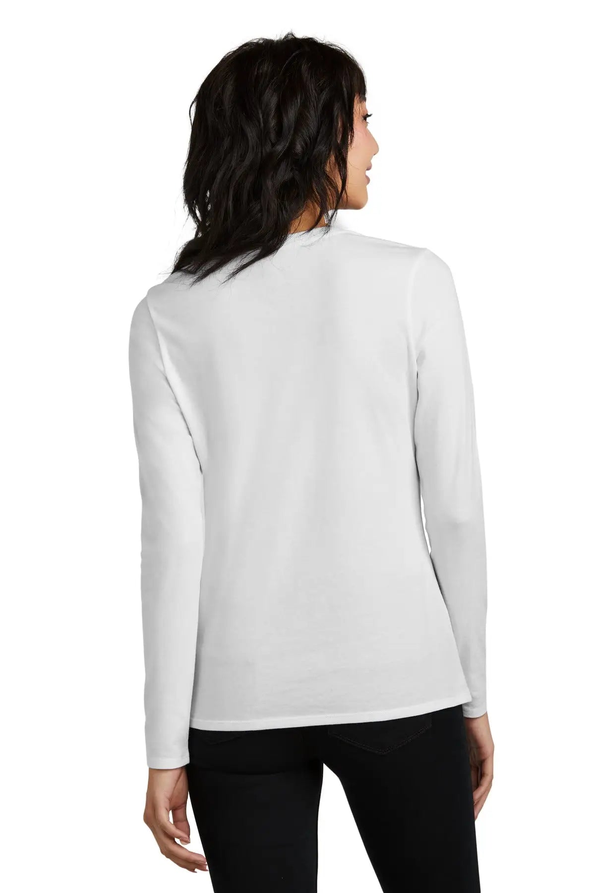 District Dt110 Women’s Perfect Blend Cvc Long Sleeve Tee - White