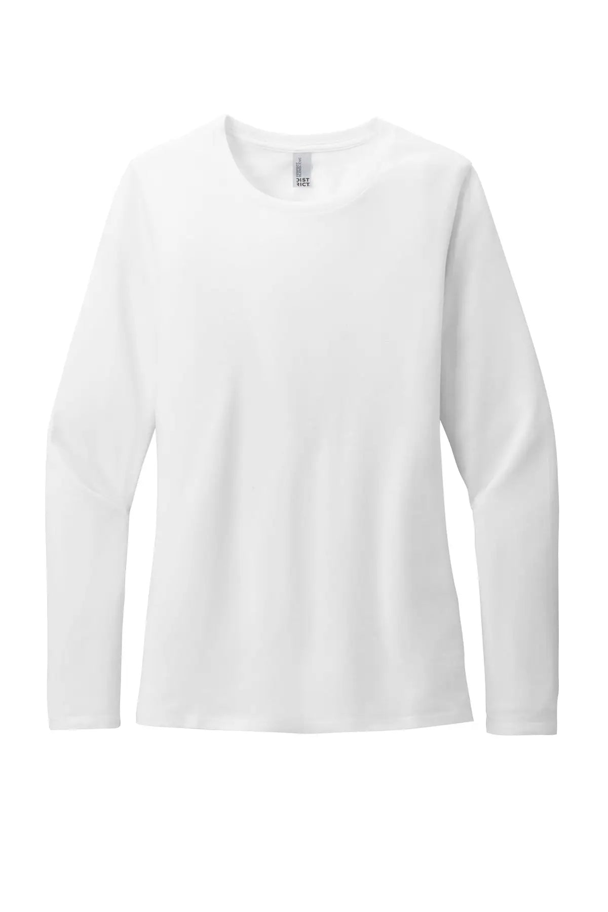 District Dt110 Women’s Perfect Blend Cvc Long Sleeve Tee - White