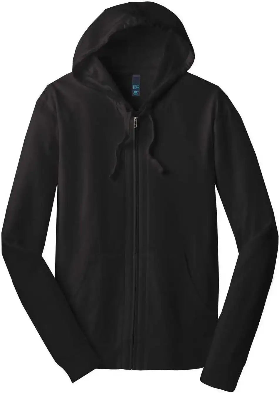 District Dt1100 Jersey Full Zip Hoodie Black