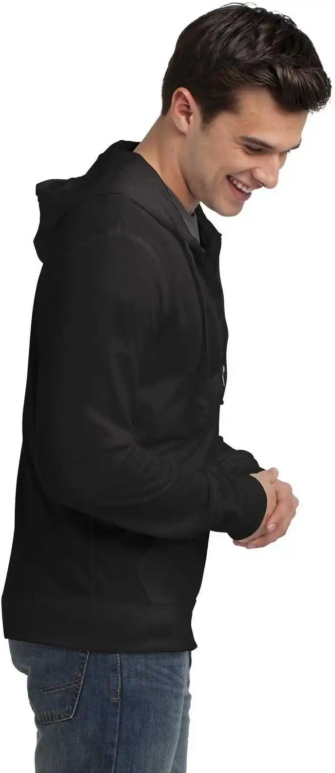 District Dt1100 Jersey Full Zip Hoodie Black