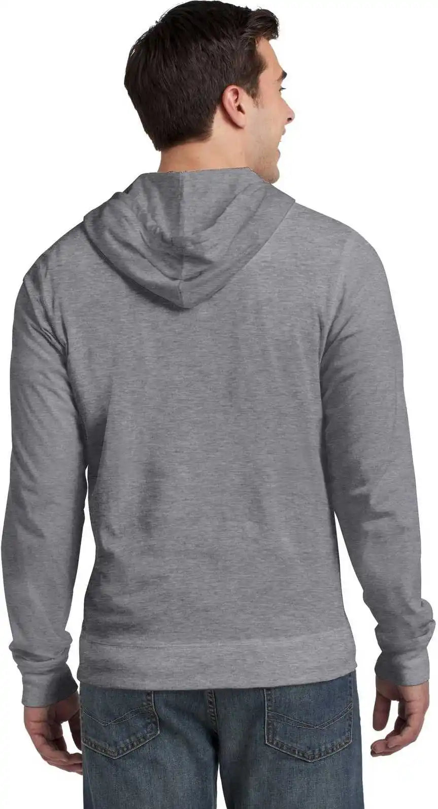 District Dt1100 Jersey Full Zip Hoodie Dark Heather Gray