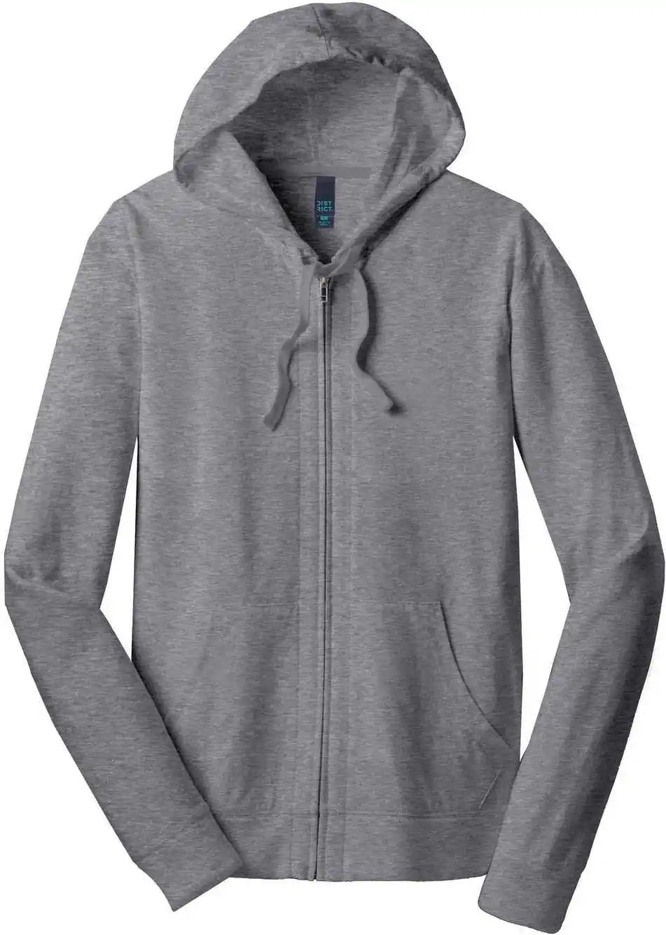 District Dt1100 Jersey Full Zip Hoodie Dark Heather Gray