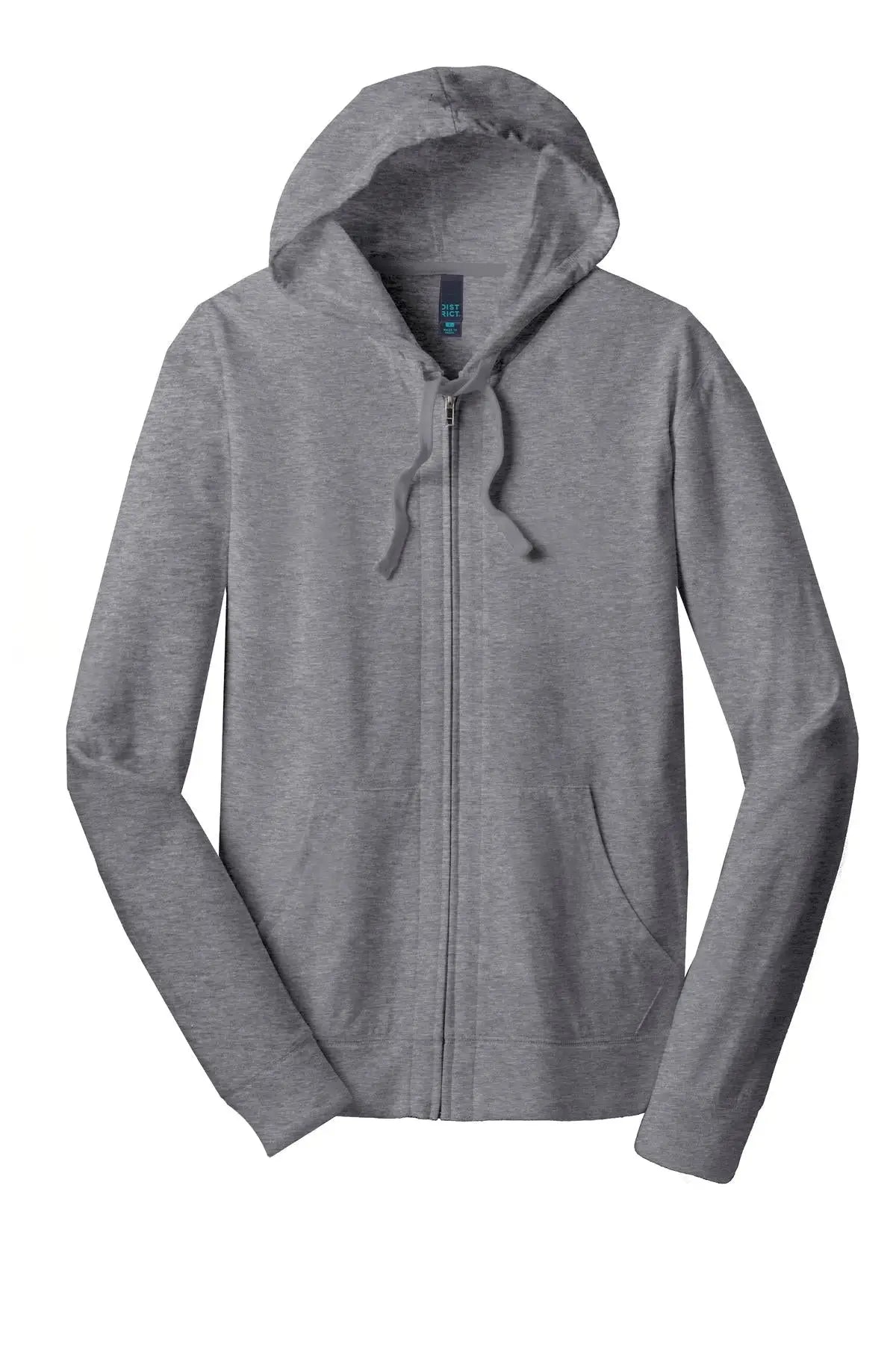 District Dt1100 Jersey Full-zip Hoodie - Dark Heather Gray