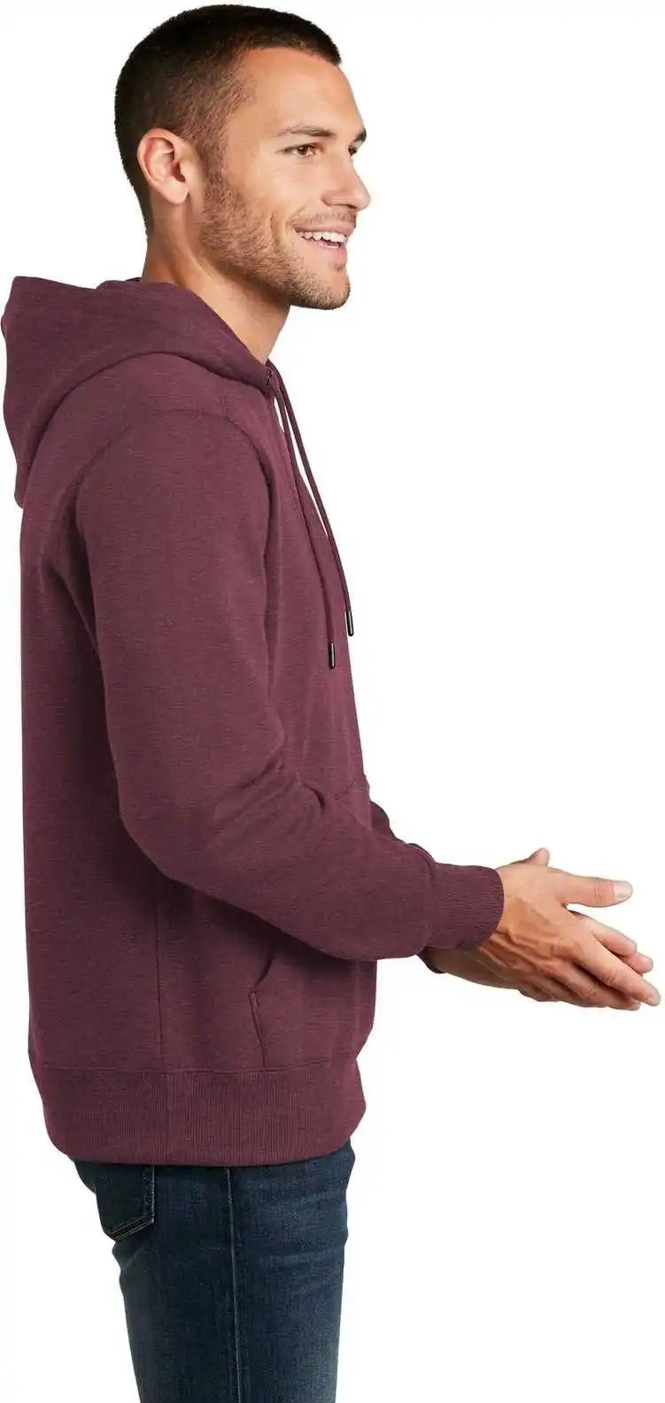 District Dt1101 Perfect Weight Fleece Hoodie - Heathered Loganberry