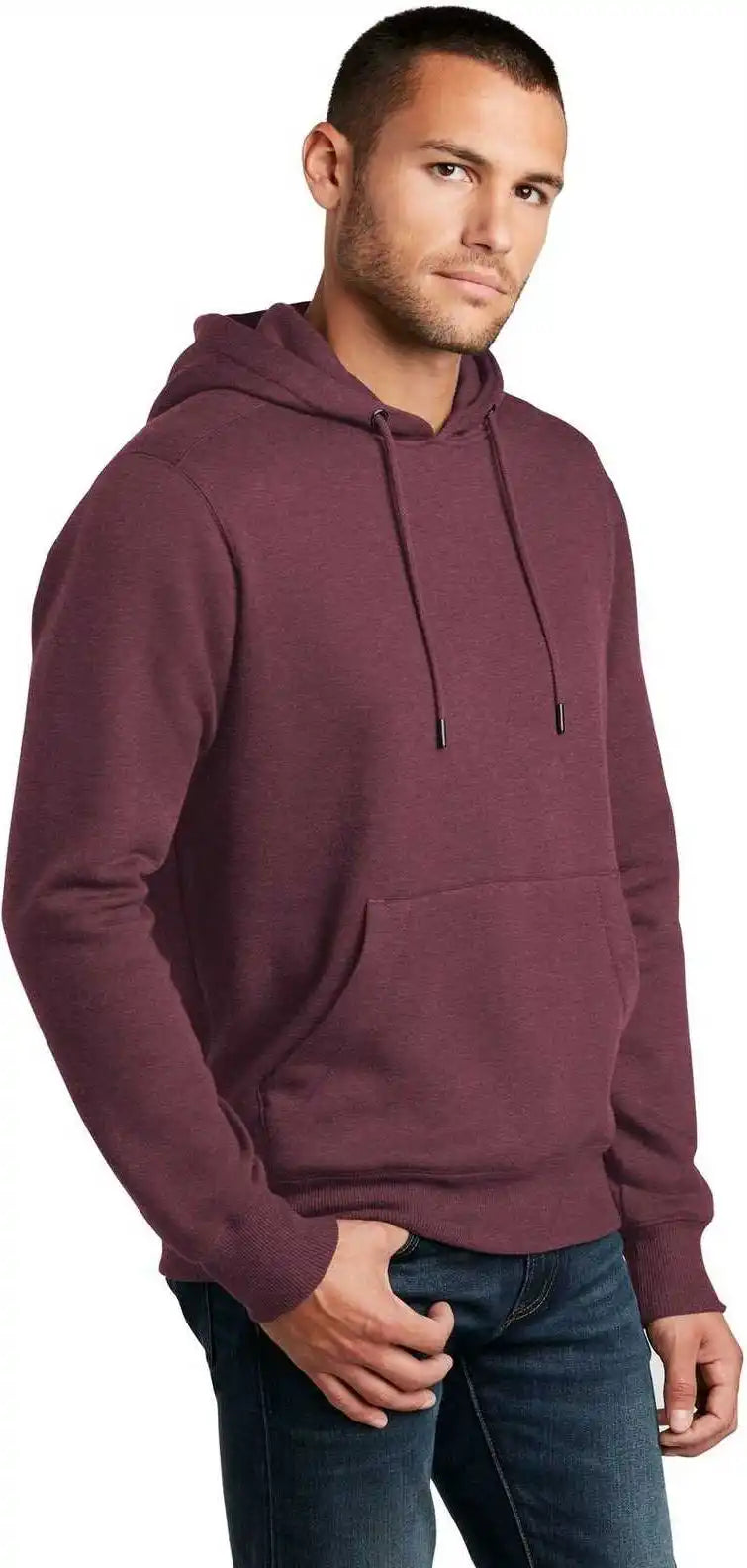 District Dt1101 Perfect Weight Fleece Hoodie - Heathered Loganberry