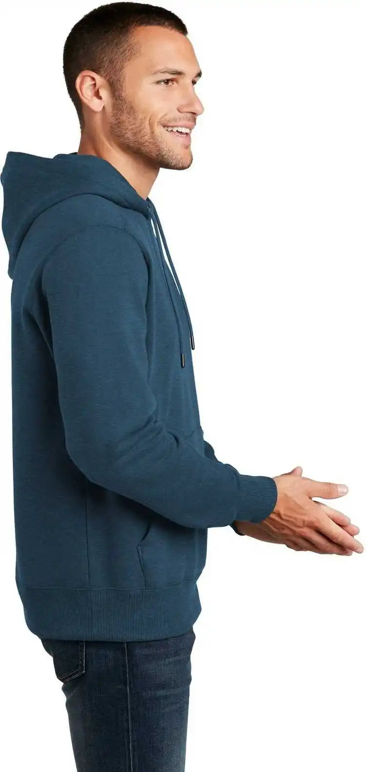 District Dt1101 Perfect Weight Fleece Hoodie - Heathered Poseidon Blue